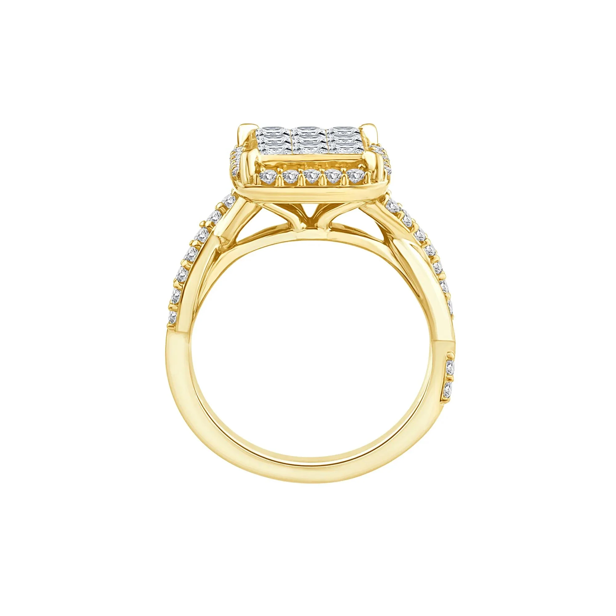 1/3 CT. Tw. Diamond Composite Halo Engagement Ring 10K Yellow Gold Round Brilliant Cut Size 8.5 - Image 2