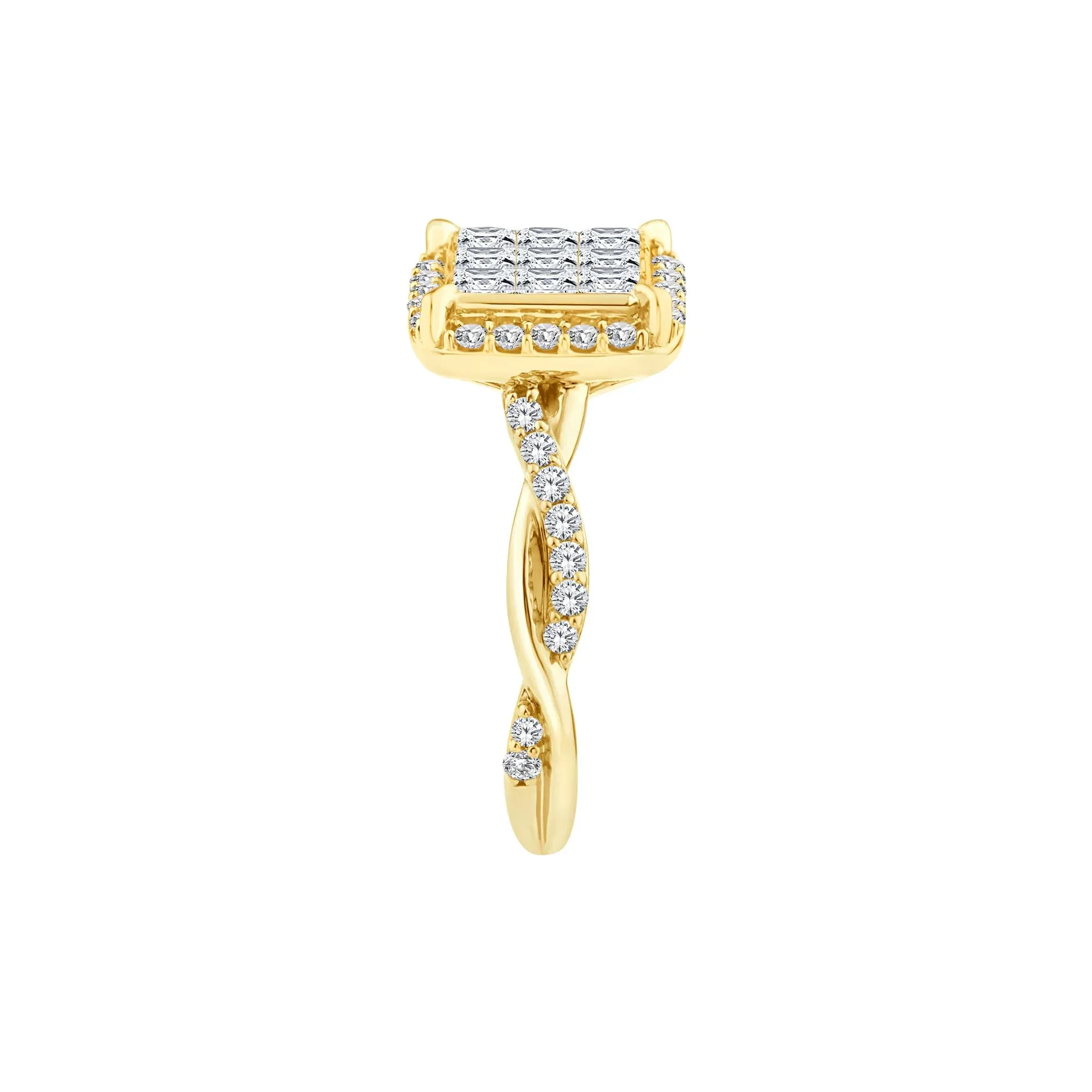 1/3 CT. Tw. Diamond Composite Halo Engagement Ring 10K Yellow Gold Round Brilliant Cut Size 9 - Image 3