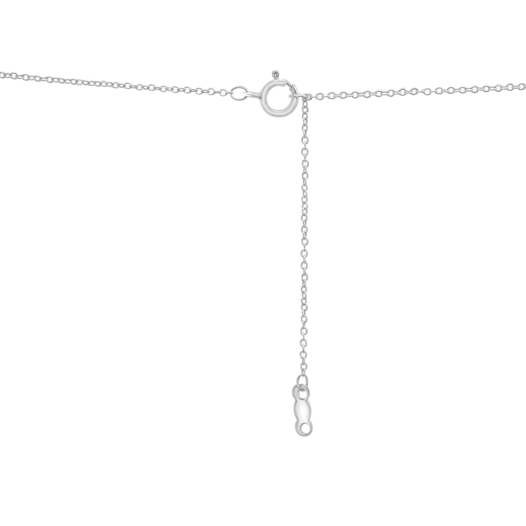 Black Pearl and Lab-Created White Sapphire Drop Pendant Necklace 10K White Gold Size 18" - Image 4