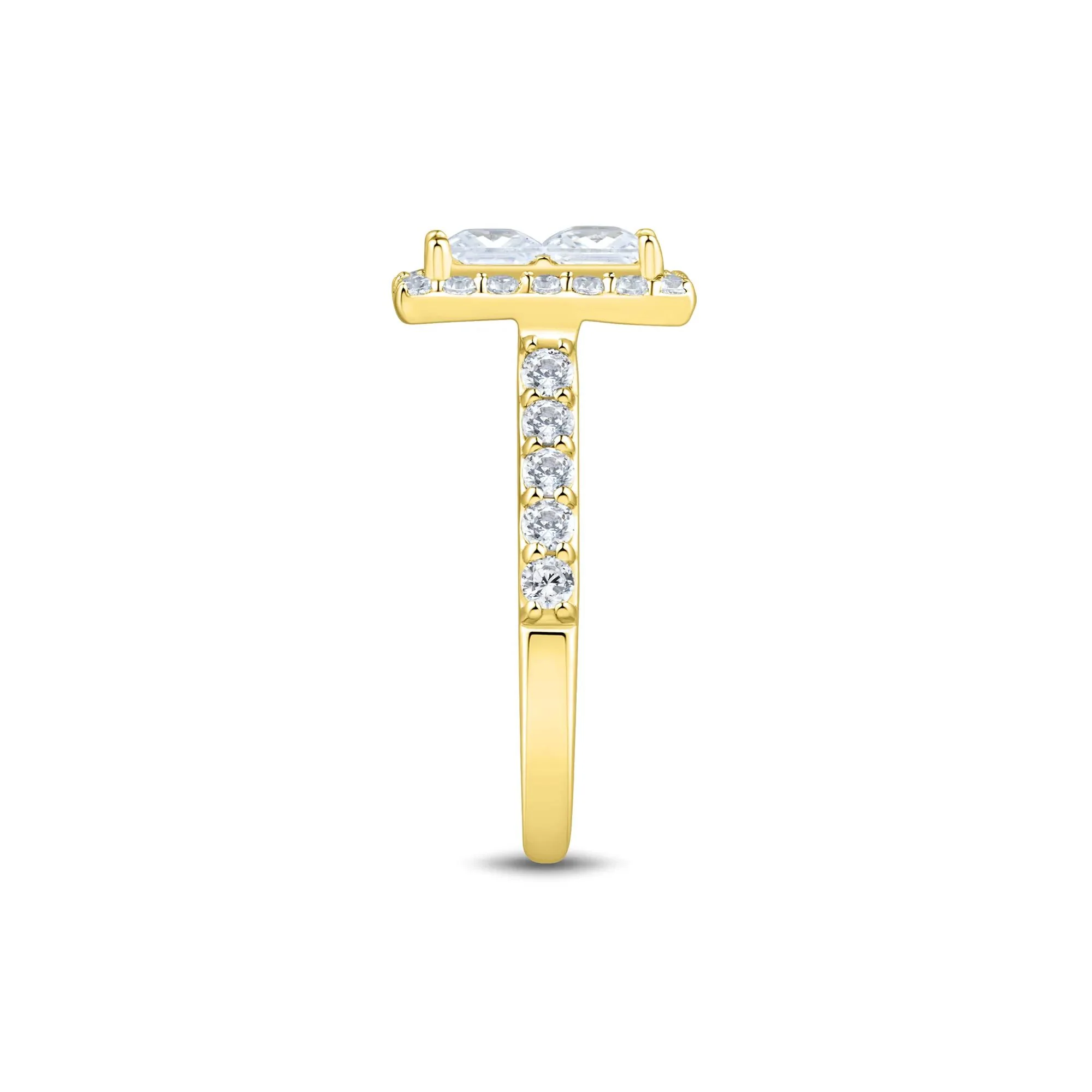 3 CT. Tw. Lab Grown Diamond Composite Center Engagement Ring 10K Yellow Gold Size 7.5 1.5mm - Image 2