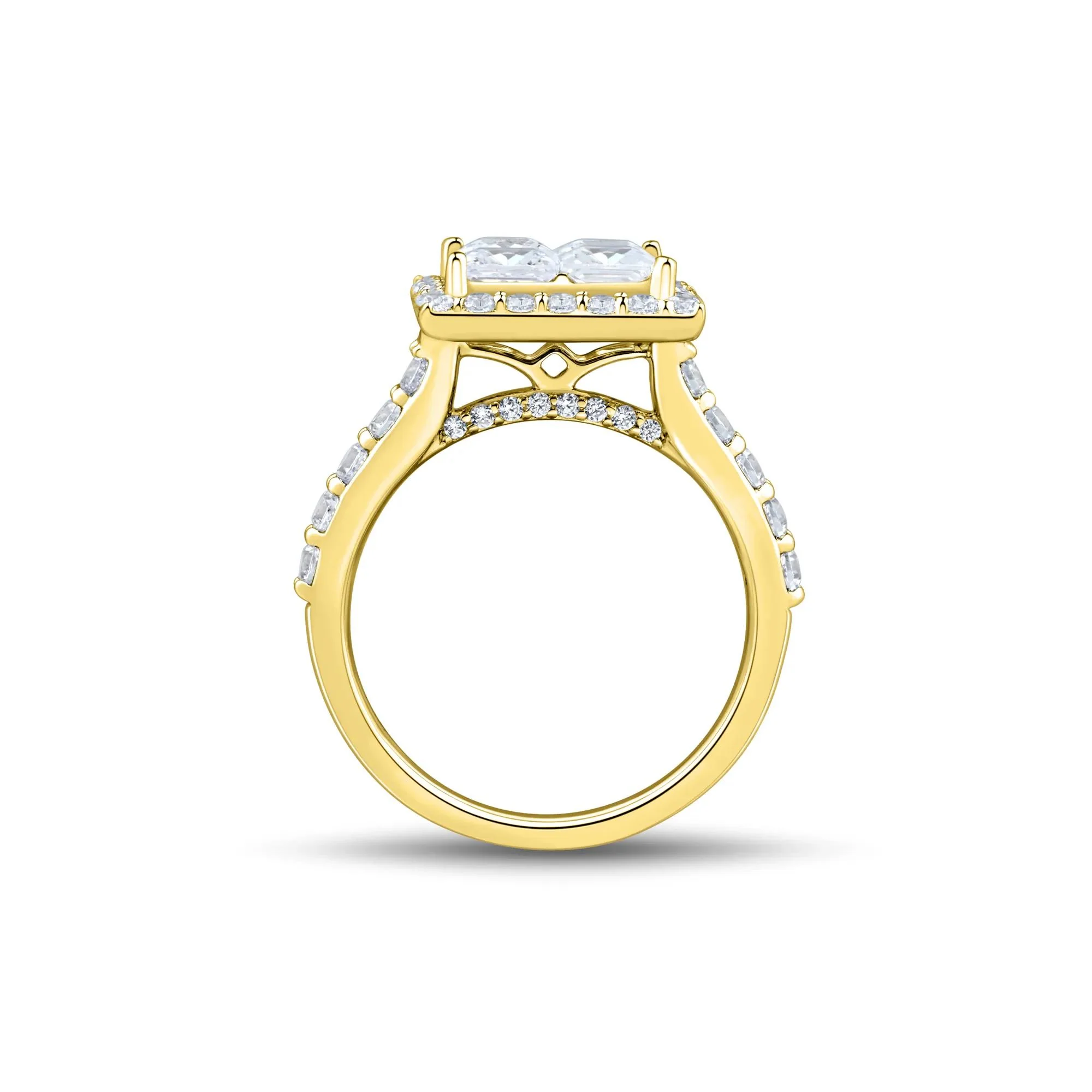 3 CT. Tw. Lab Grown Diamond Composite Center Engagement Ring 10K Yellow Gold Size 8 1.5mm - Image 3