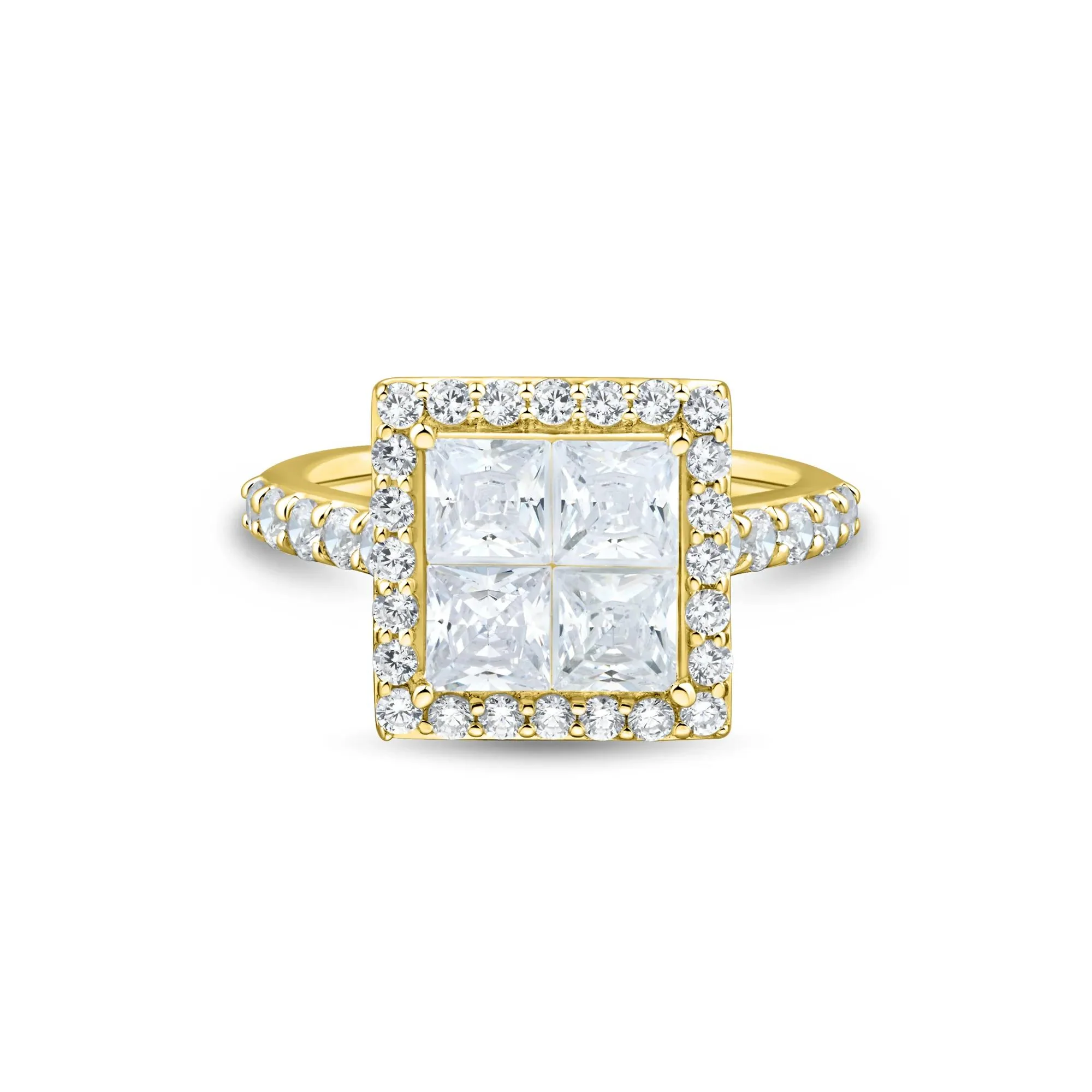 3 CT. Tw. Lab Grown Diamond Composite Center Engagement Ring 10K Yellow Gold Size 9 1.5mm