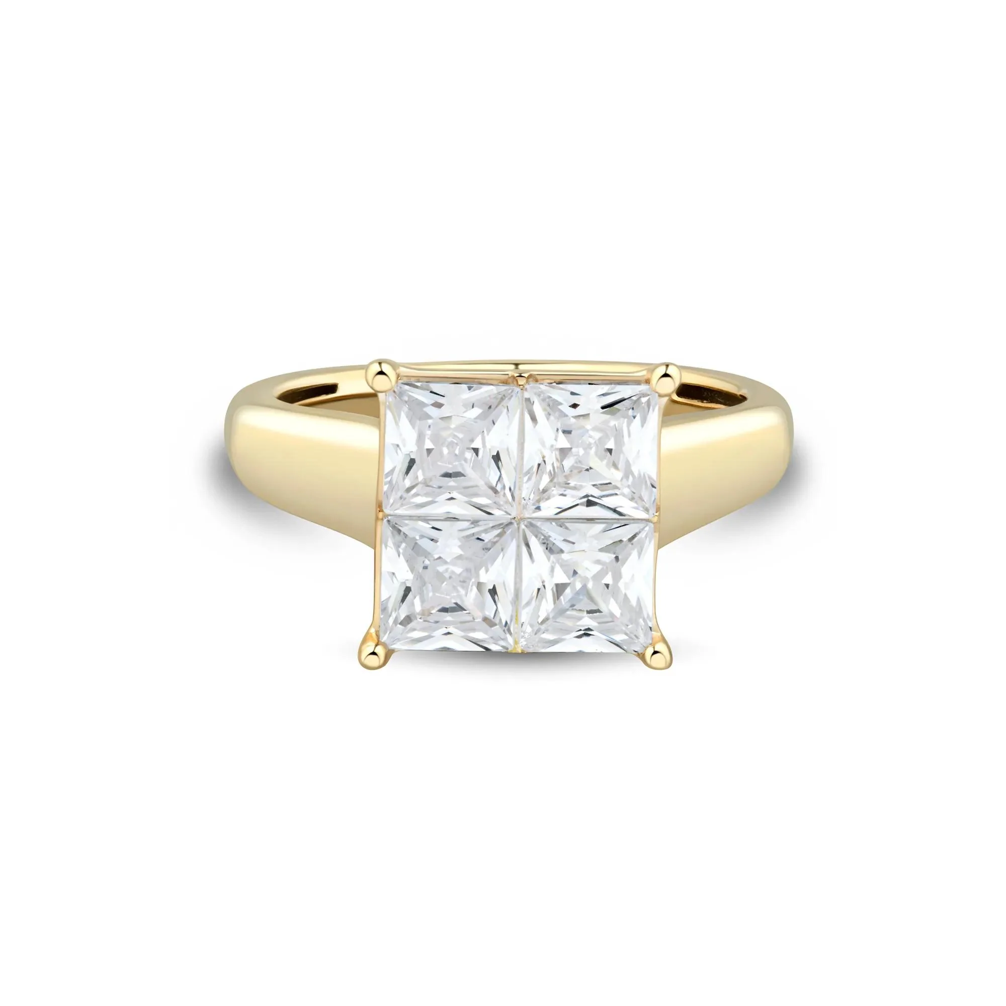 3 CT. Tw. Lab Grown Diamond Composite Engagement Ring 10K Yellow Gold Size 5 2mm - Image 3