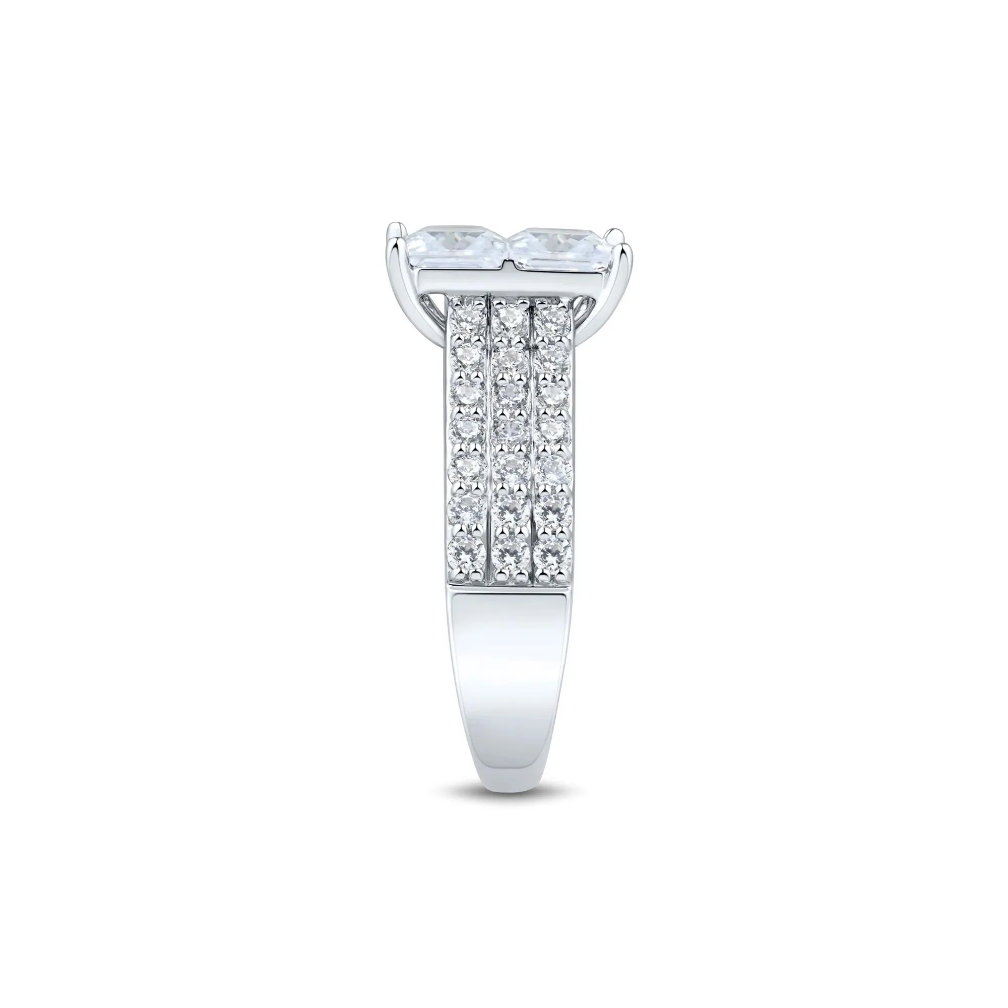 4 CT. Tw. Lab Grown Diamond Composite Engagement Ring 10K White Gold Size 6 1.5mm - Image 3