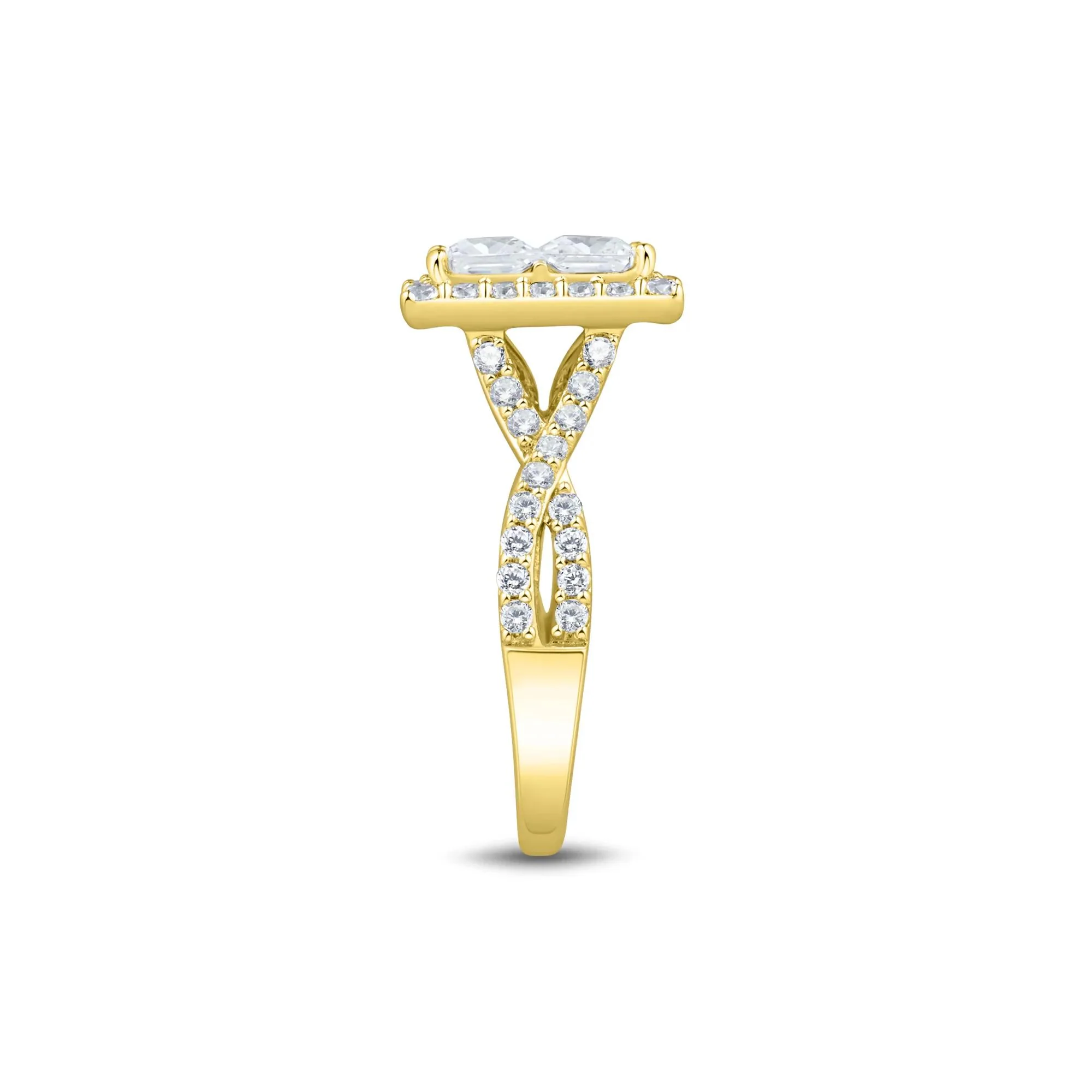 3 CT. Tw. Lab Grown Diamond Composite Engagement Ring 10K Yellow Gold Size 7 1.5mm - Image 2
