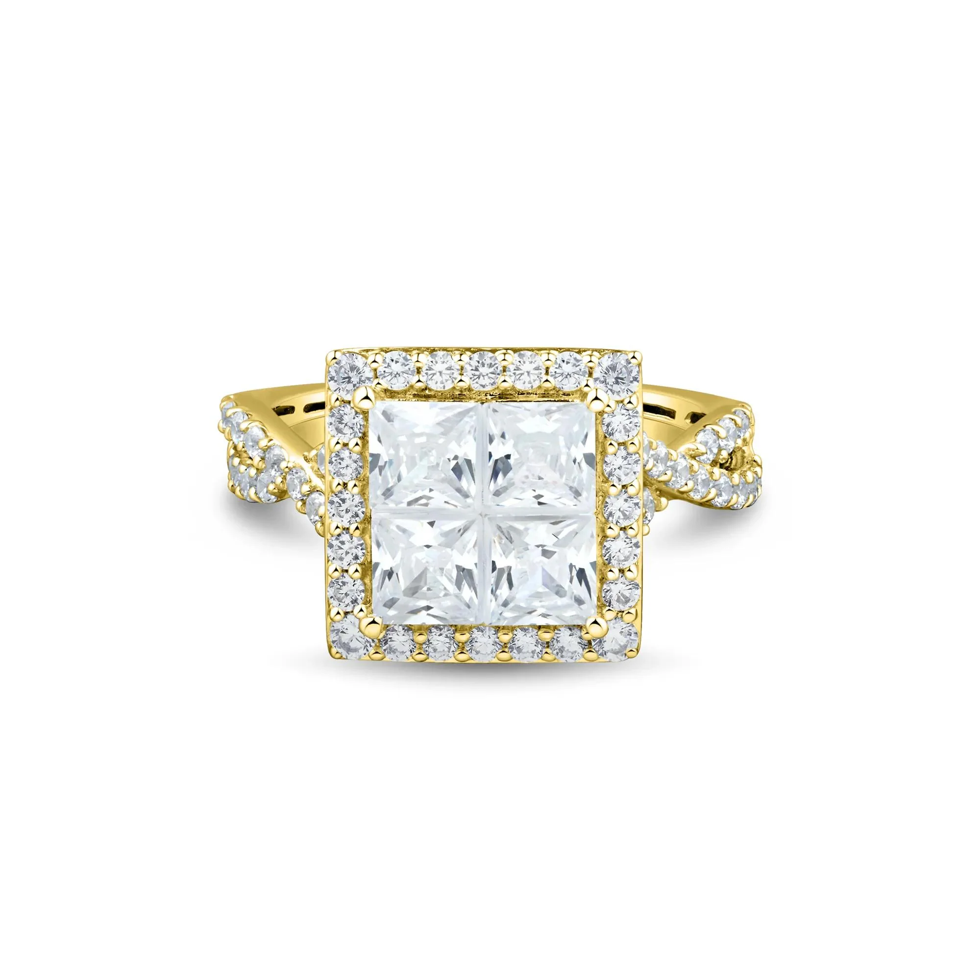 3 CT. Tw. Lab Grown Diamond Composite Engagement Ring 10K Yellow Gold Size 7 1.5mm - Image 3
