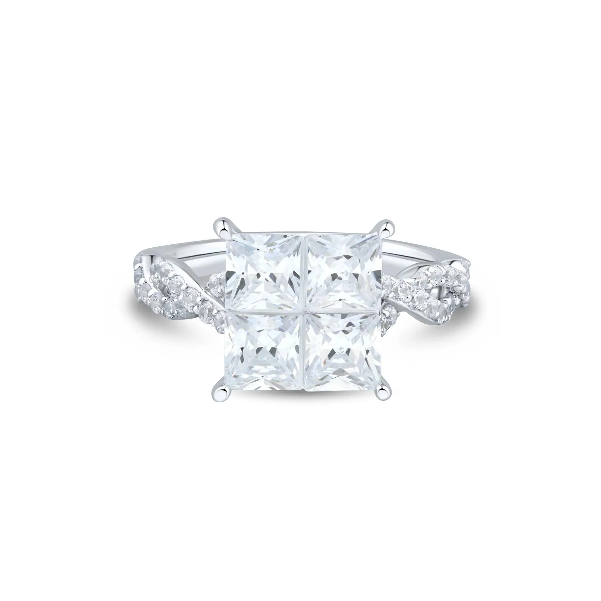 3 1/2 CT. Tw. Lab Grown Diamond Composite Engagement Ring 10K White Gold Round Brilliant Cut Size 8 2mm