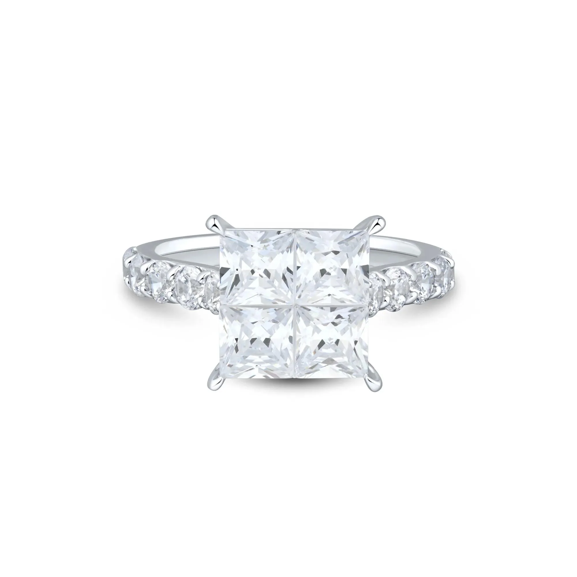 4 CT. Tw. Lab Grown Diamond Composite Engagement Ring 10K White Gold Size 8.5 1.5mm