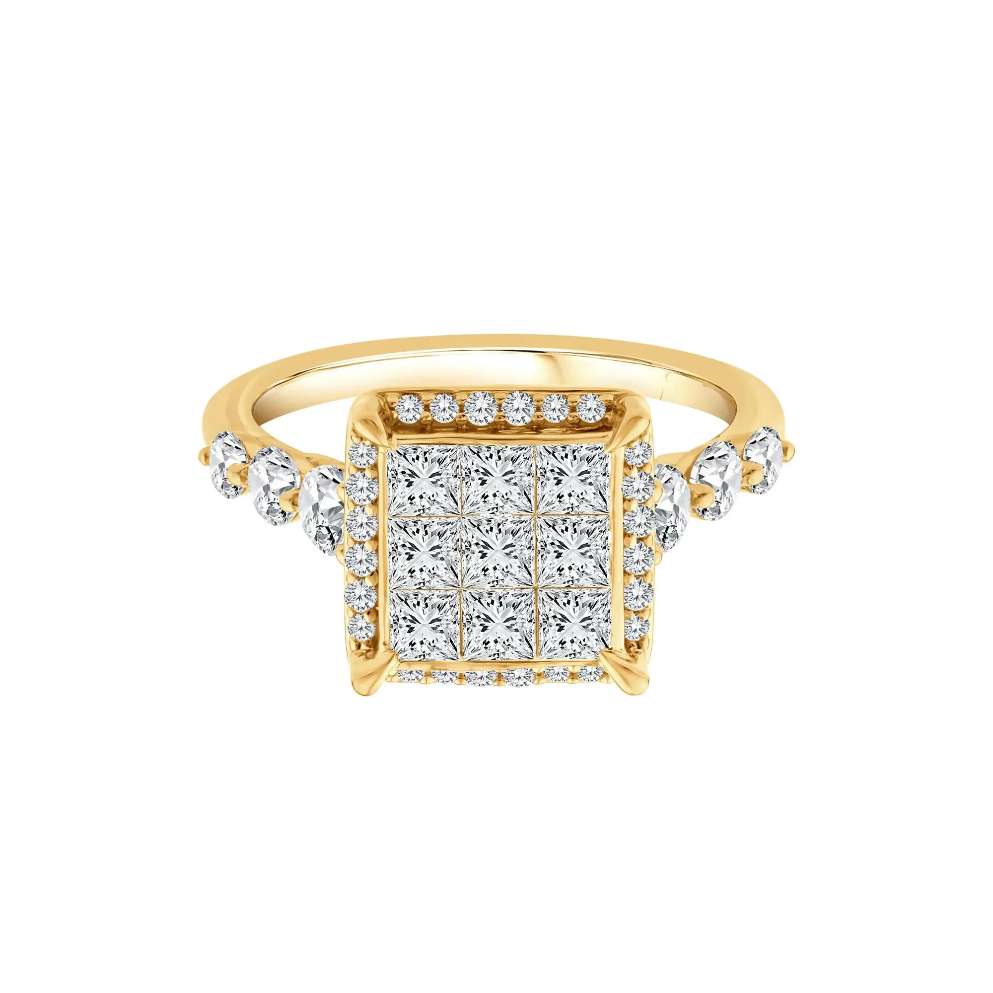 1/2 CT. Tw. Diamond Composite Engagement Ring 10K Yellow Gold Round Brilliant Cut Size 6