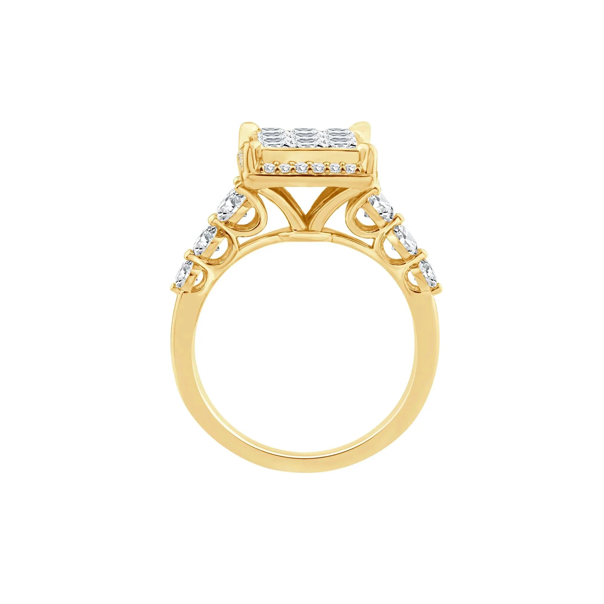 1/2 CT. Tw. Diamond Composite Engagement Ring 10K Yellow Gold Round Brilliant Cut Size 6 - Image 2