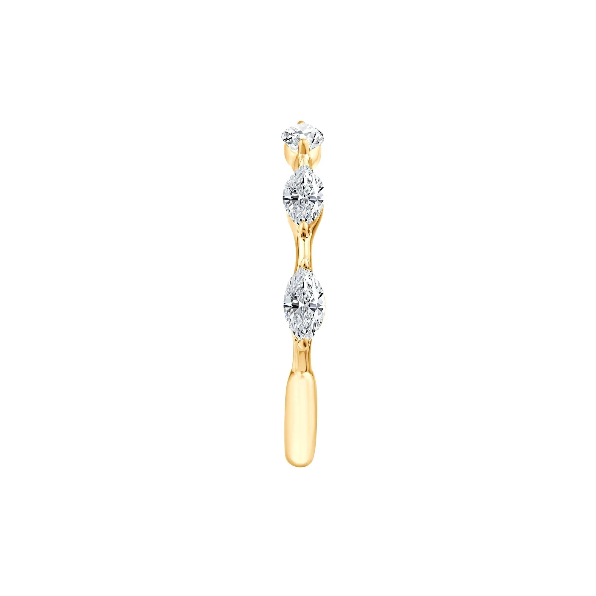 1/2 CT. Tw. Lab Grown Diamond Marquise Stack Ring 10K Yellow Gold Size 7.5 - Image 3