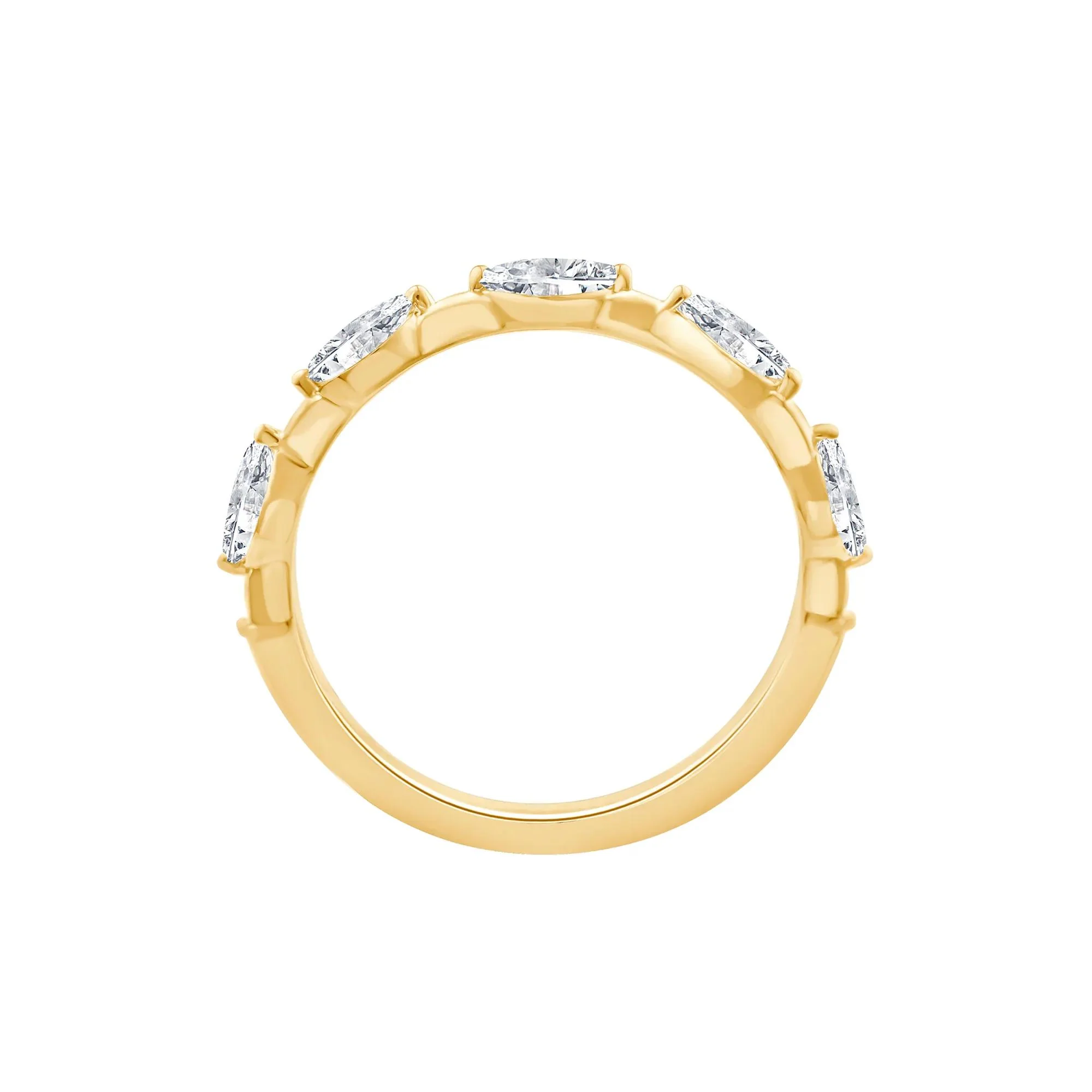 1/2 CT. Tw. Lab Grown Diamond Marquise Stack Ring 10K Yellow Gold Size 9 - Image 2