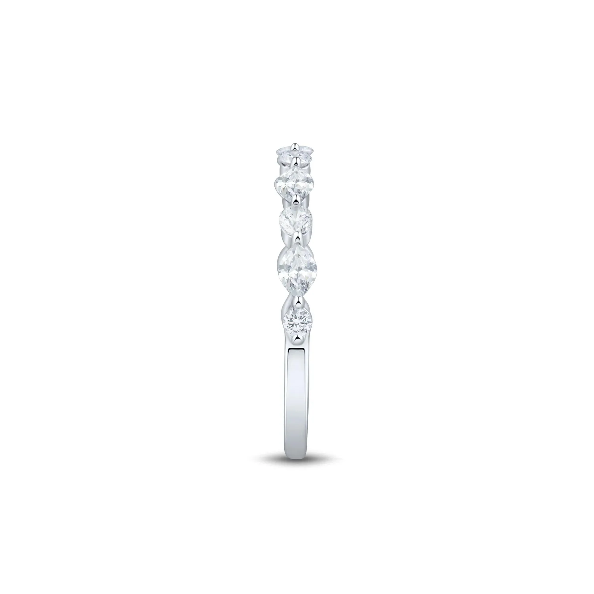 1/2 CT. Tw. Lab Grown Marquise and Round Diamond Band Ring 10K White Gold Size 7 1mm - Image 3
