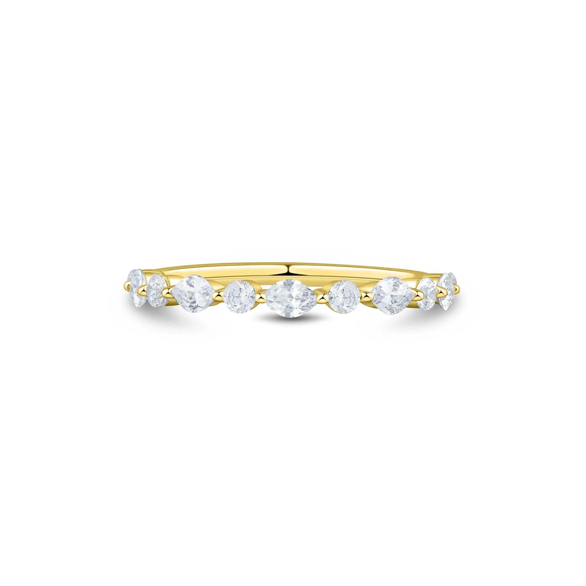 1/2 CT. Tw. Lab Grown Diamond Wedding Band Ring 10K Yellow Gold Round Brilliant Cut Size 6.5 1mm
