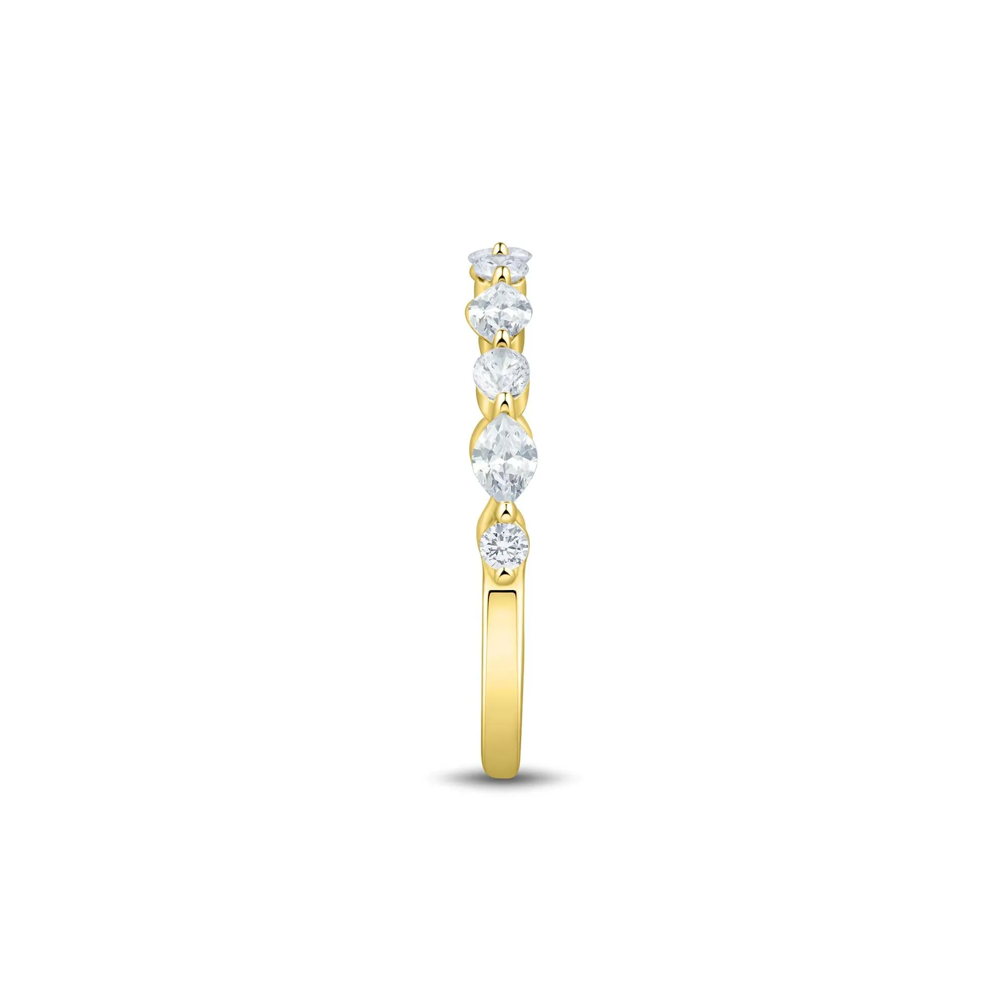 1/2 CT. Tw. Lab Grown Diamond Wedding Band Ring 10K Yellow Gold Round Brilliant Cut Size 7.5 1mm - Image 2