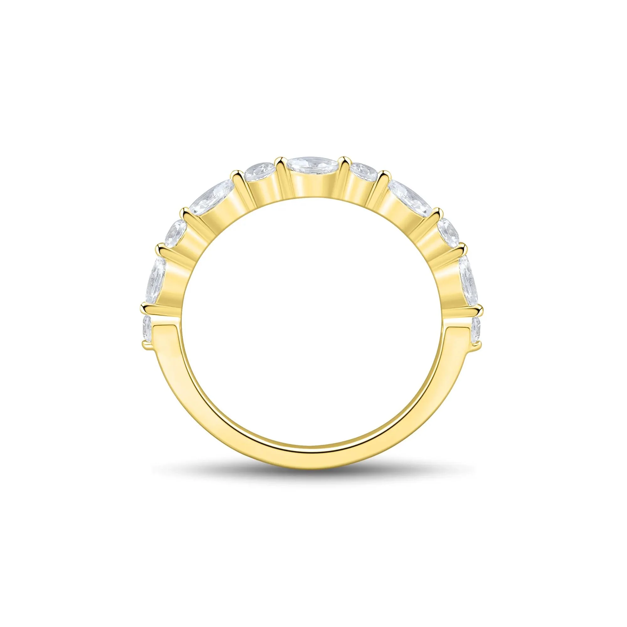 1/2 CT. Tw. Lab Grown Diamond Wedding Band Ring 10K Yellow Gold Round Brilliant Cut Size 8.5 1mm - Image 3