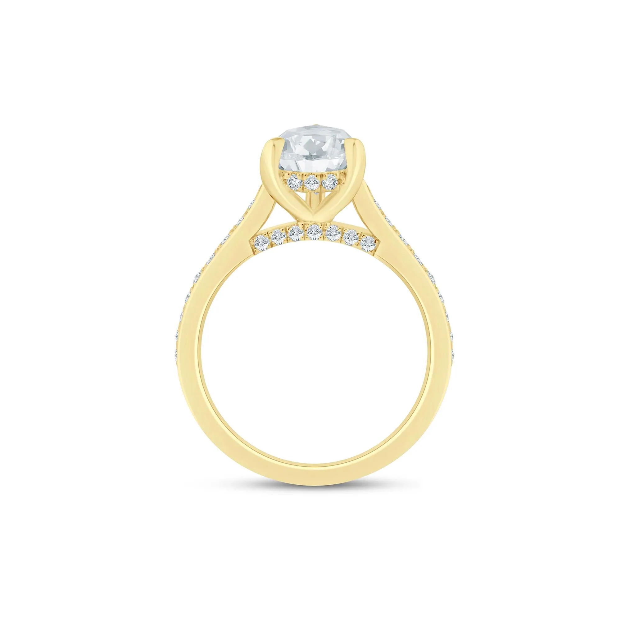7/8 CT. Tw. Lab Grown Diamond Pear-Shaped Engagement Ring 14K Yellow Gold (2-) Round Brilliant Cut Size 7 1.5mm - Image 2