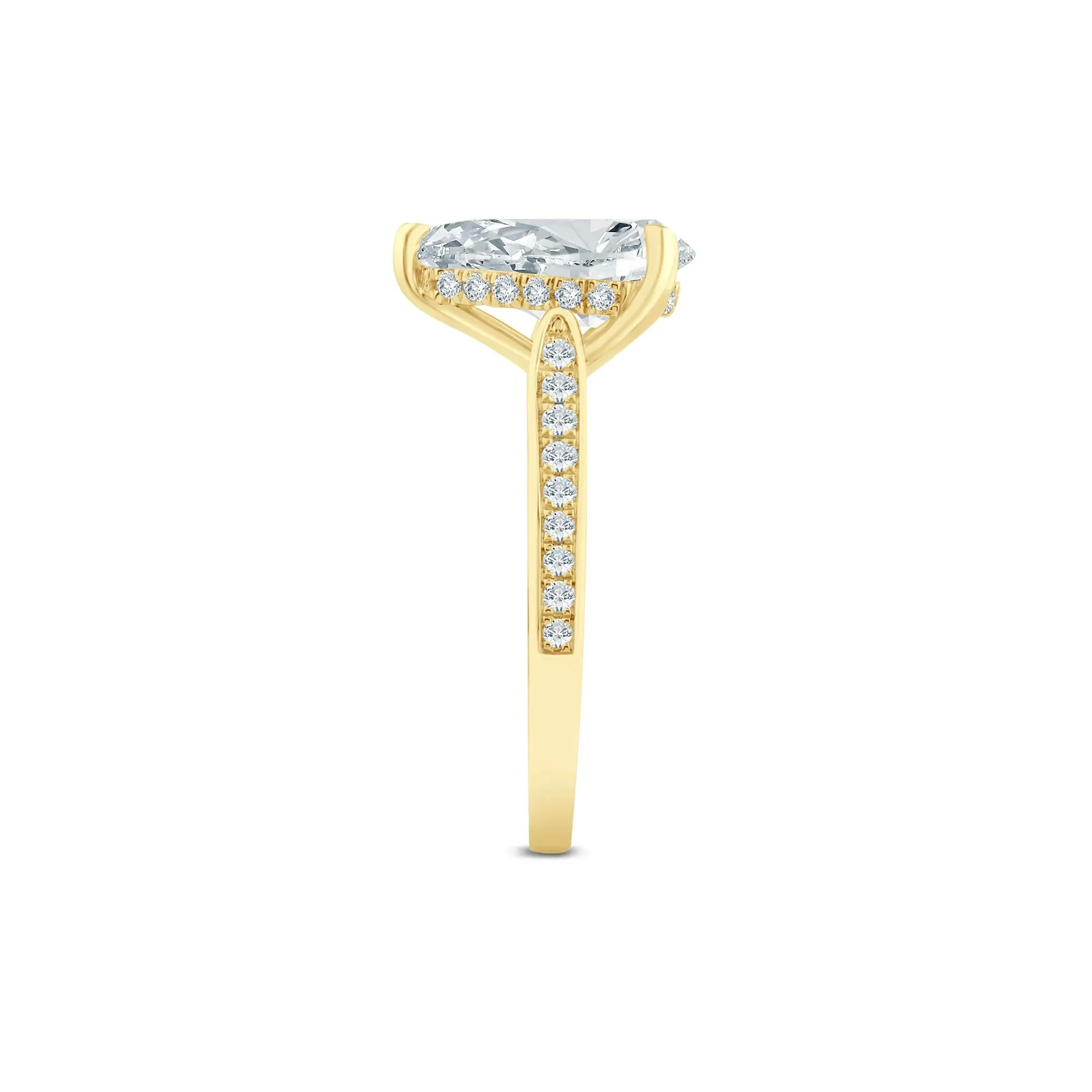 7/8 CT. Tw. Lab Grown Diamond Pear-Shaped Engagement Ring 14K Yellow Gold (2-) Round Brilliant Cut Size 8 1.5mm - Image 3