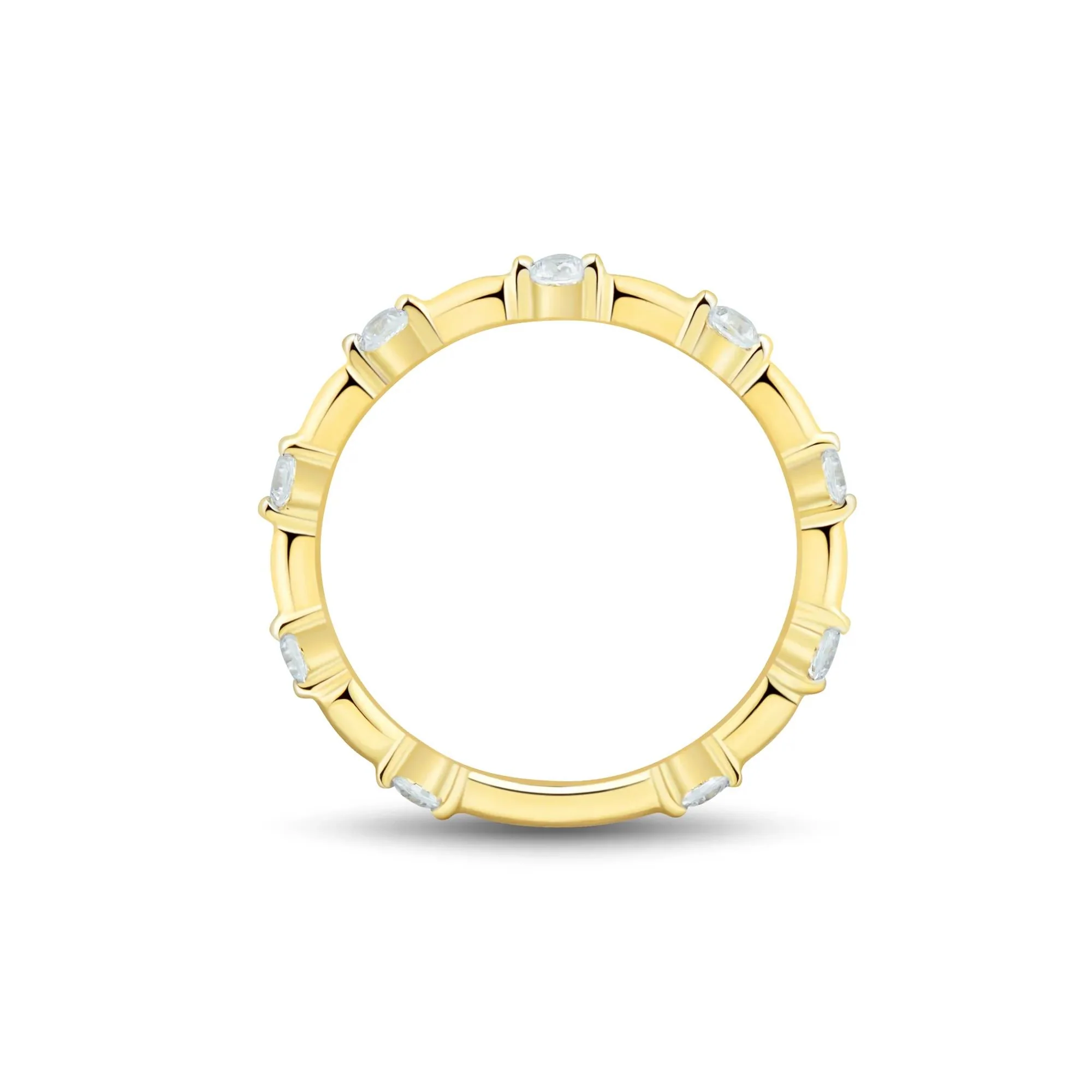 1/3 CT. Tw. Lab Grown Diamond Bamboo Band Ring 10K Yellow Gold Size 8 1.5mm - Image 2