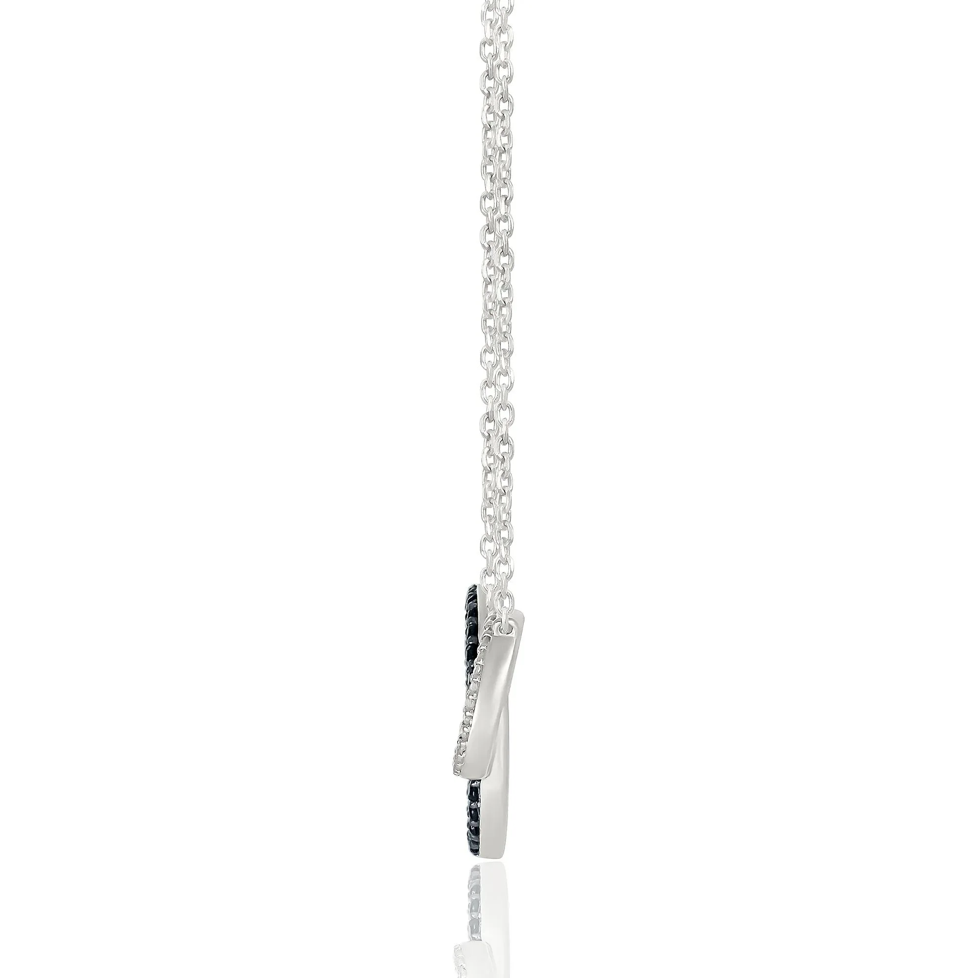 1/4 CT. Tw. Black and White Diamond Linked Circle Pendant Necklace .925 Sterling Silver Size 17.25" - Image 2