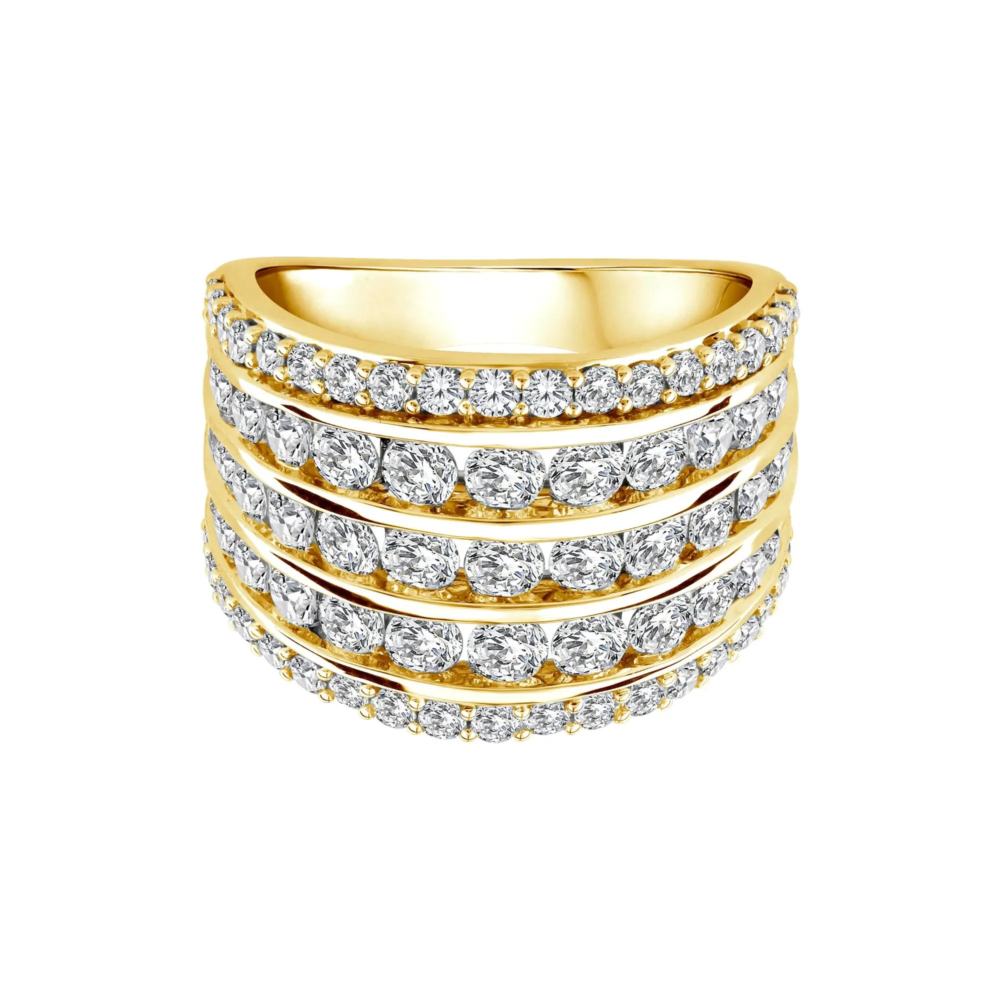 3 CT. Tw. Lab Grown Diamond Five-Row Anniversary Band Ring 10K Yellow Gold Size 6
