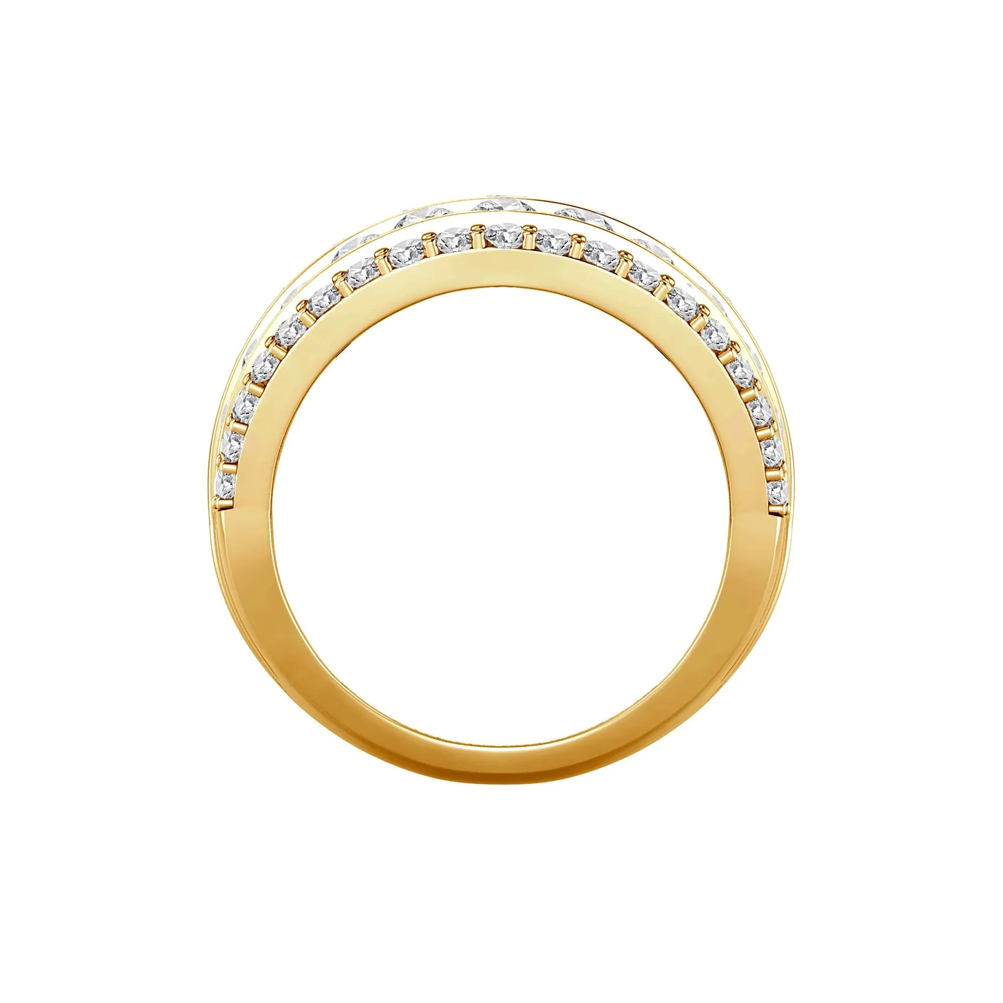 3 CT. Tw. Lab Grown Diamond Five-Row Anniversary Band Ring 10K Yellow Gold Size 8.5 - Image 2