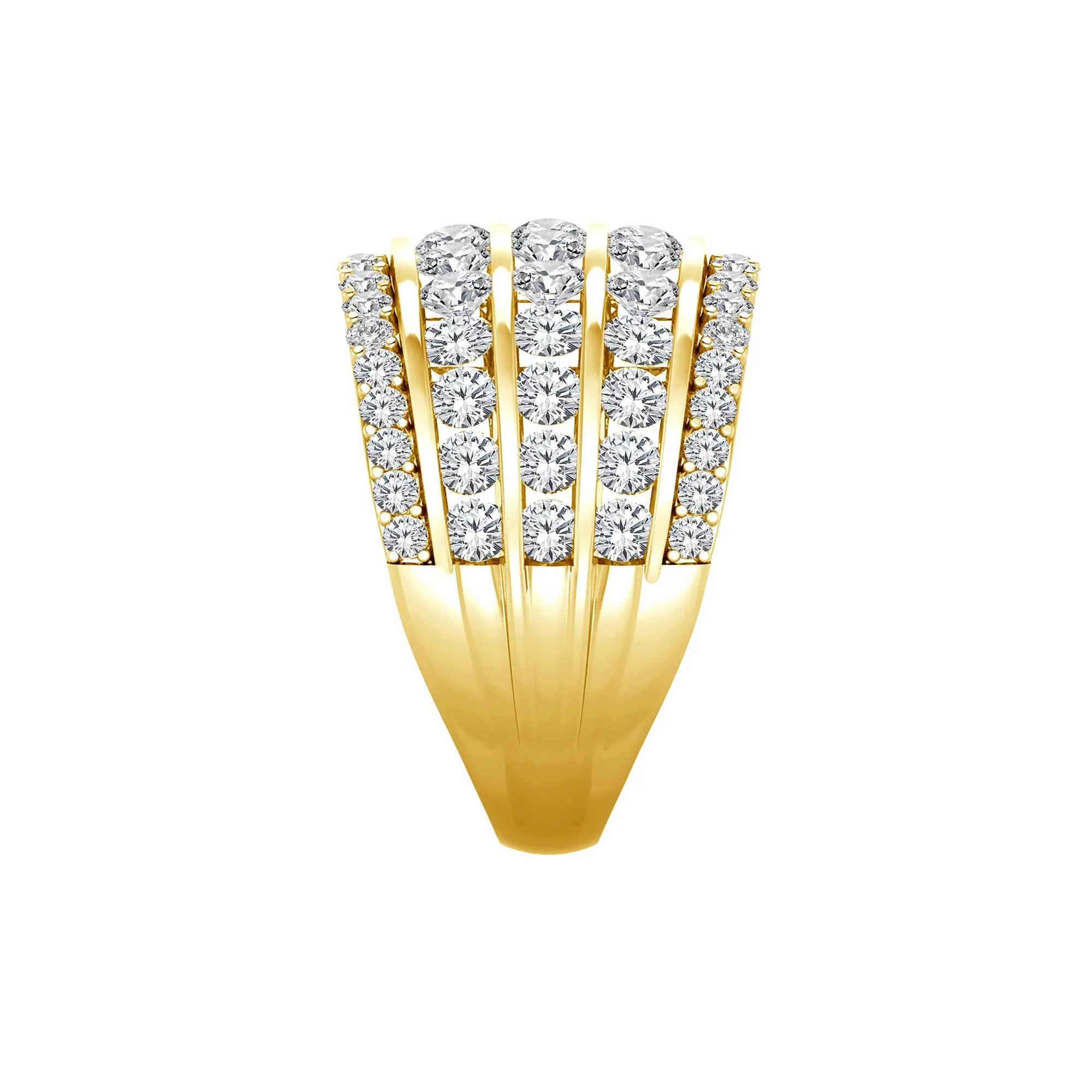 3 CT. Tw. Lab Grown Diamond Five-Row Anniversary Band Ring 10K Yellow Gold Size 8.5 - Image 3