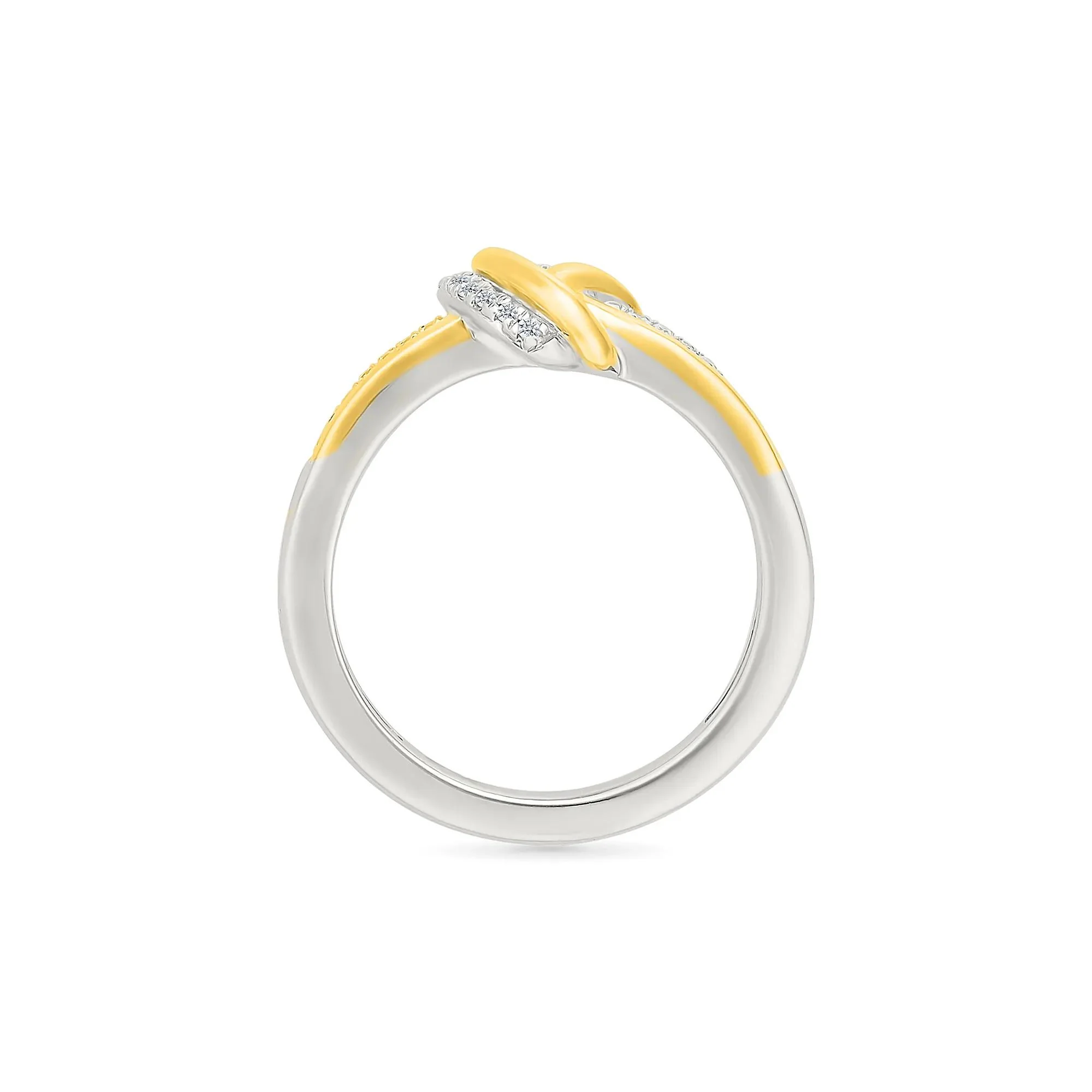 1/10 CT. Tw. Diamond Knot Ring .925 Sterling Silver and 10K Yellow Gold White Size 8 1mm - Image 4