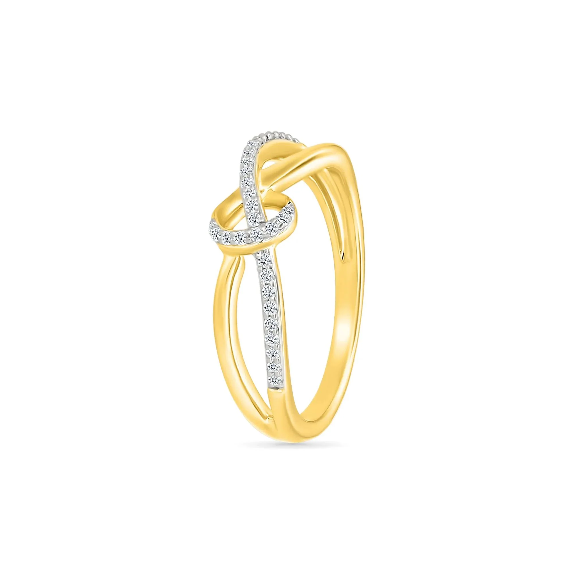 1/8 CT. Tw. Diamond Knot Ring 10K Yellow Gold Size 6 2mm - Image 4