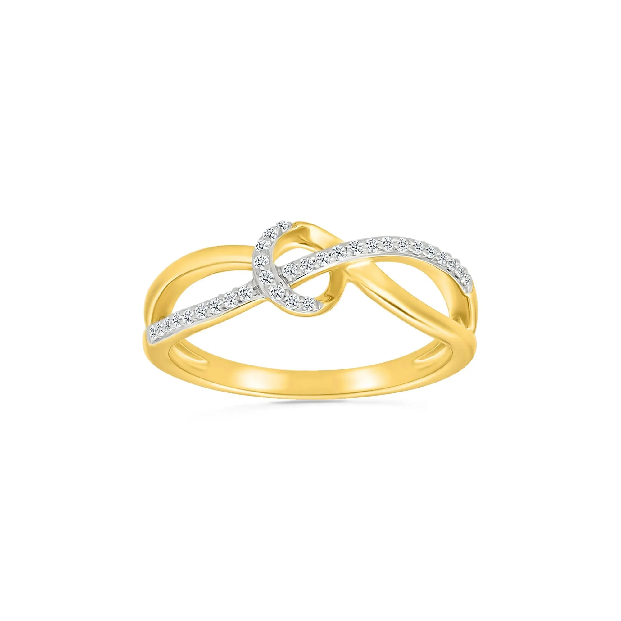 1/8 CT. Tw. Diamond Knot Ring 10K Yellow Gold Size 6.5 2mm - Image 5