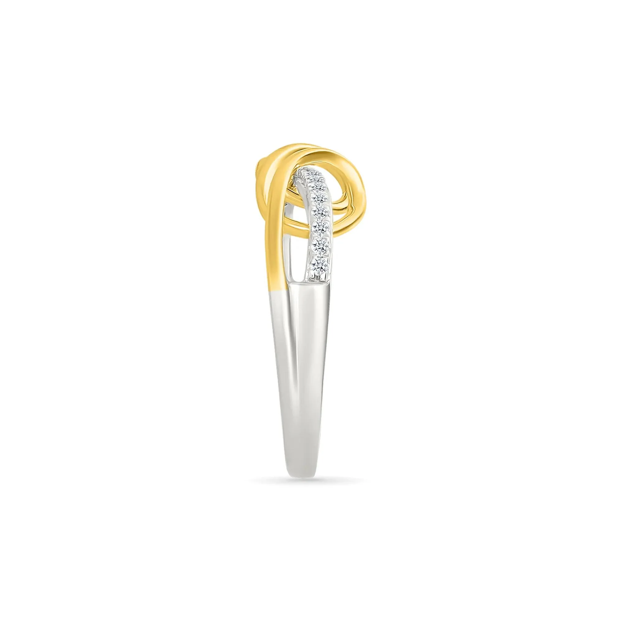 1/8 CT. Tw. Diamond Twist Ring .925 Sterling Silver and 10K Yellow Gold White Size 6 2mm - Image 3