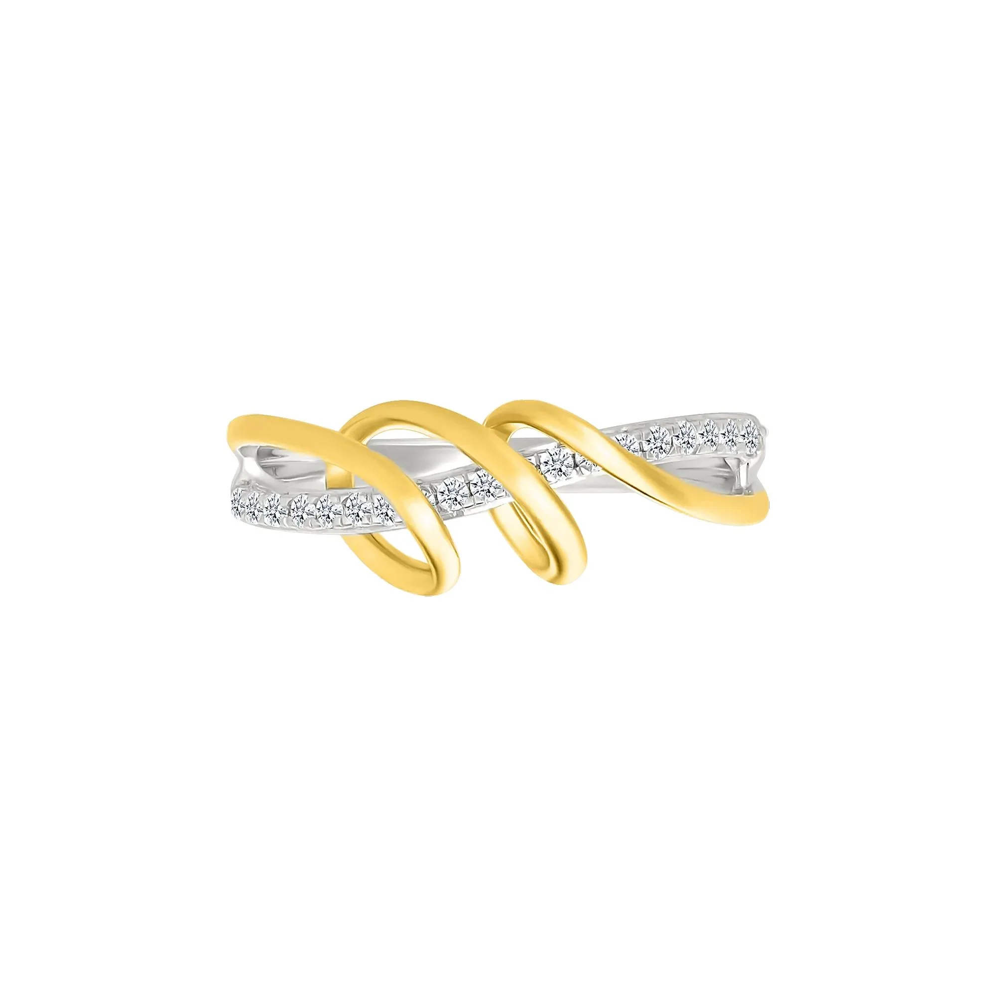 1/8 CT. Tw. Diamond Twist Ring .925 Sterling Silver and 10K Yellow Gold White Size 6 2mm - Image 4