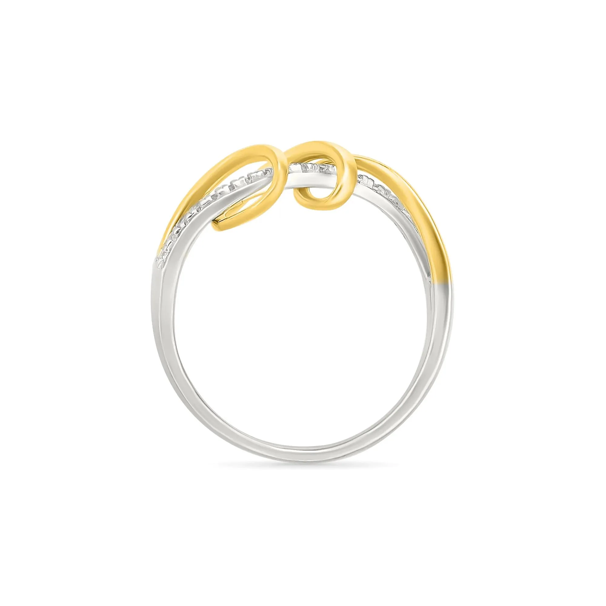 1/8 CT. Tw. Diamond Twist Ring .925 Sterling Silver and 10K Yellow Gold White Size 9 2mm - Image 2