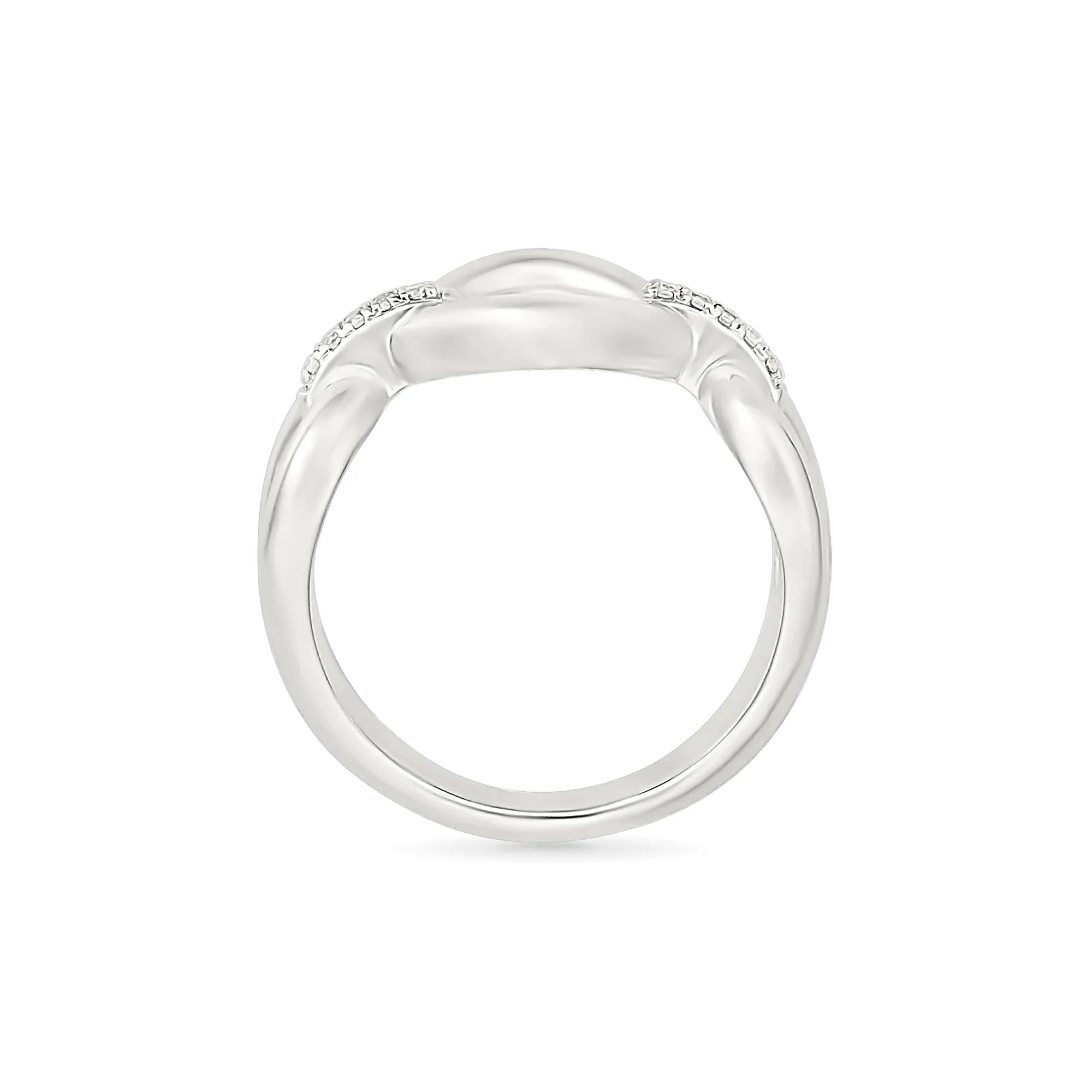 Diamond Accent Link Ring .925 Sterling Silver White Size 6 3mm - Image 3