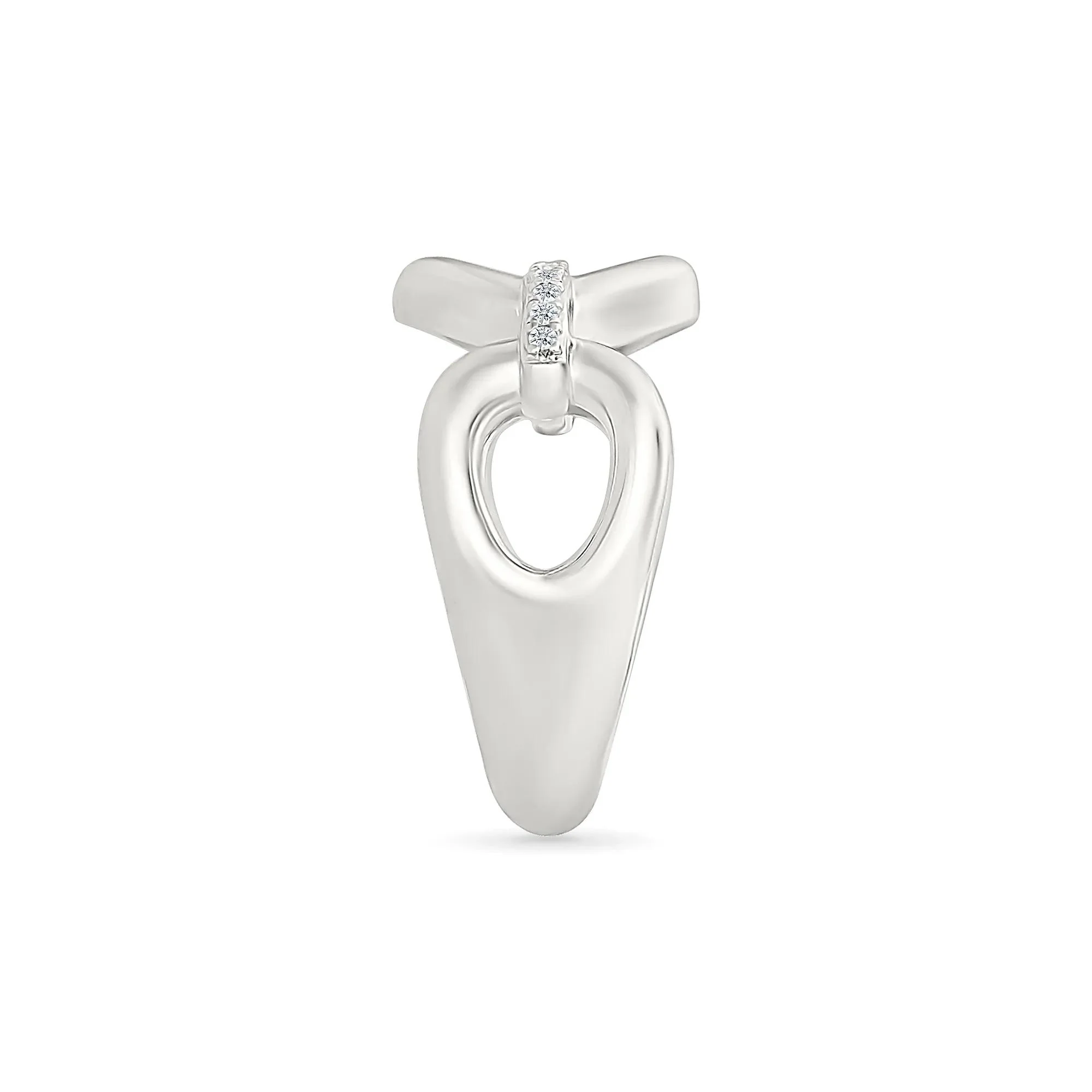 Diamond Accent Link Ring .925 Sterling Silver White Size 6 3mm - Image 4