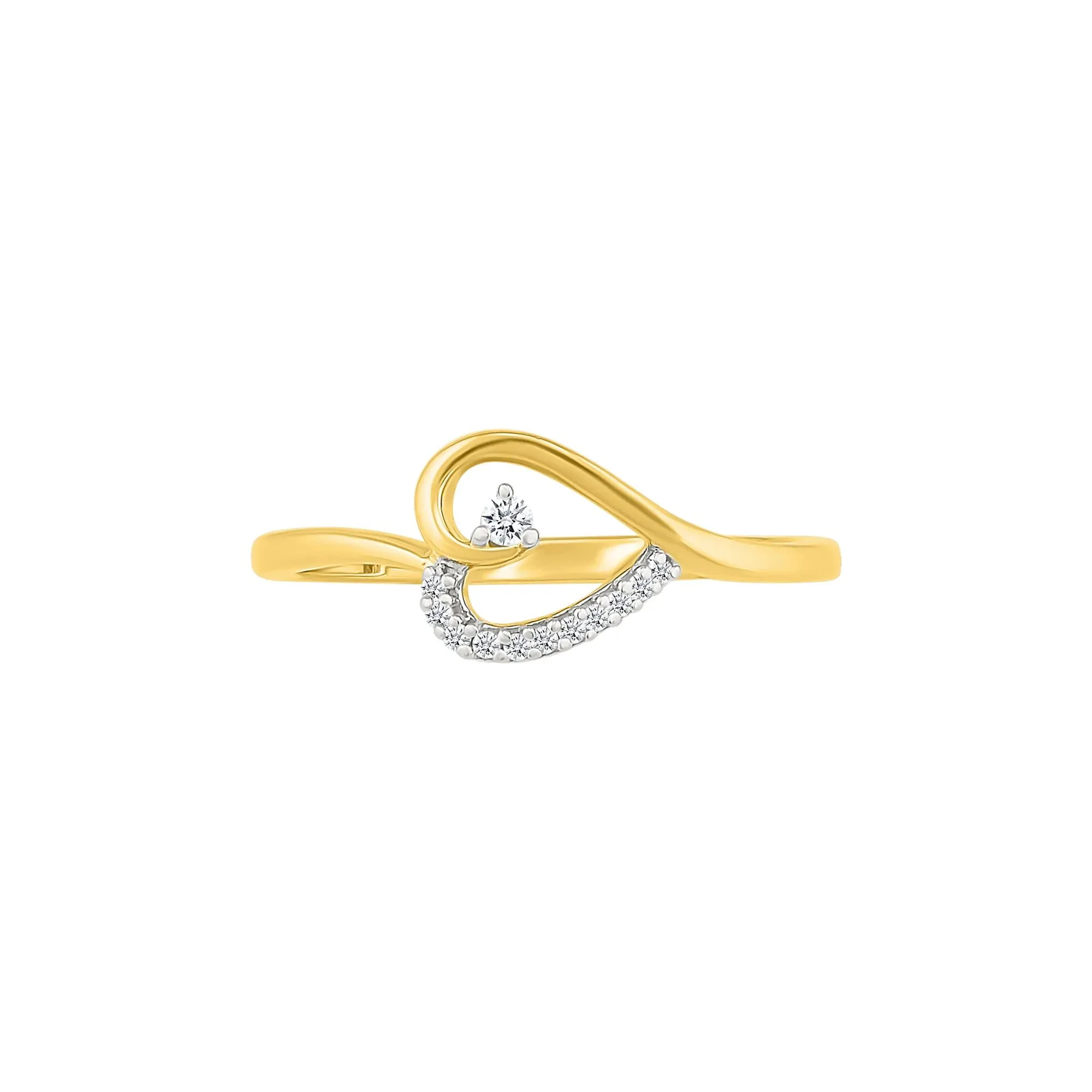 Diamond Accent Heart Ring 10K Yellow Gold Round Brilliant Cut Size 7.5 1mm - Image 4