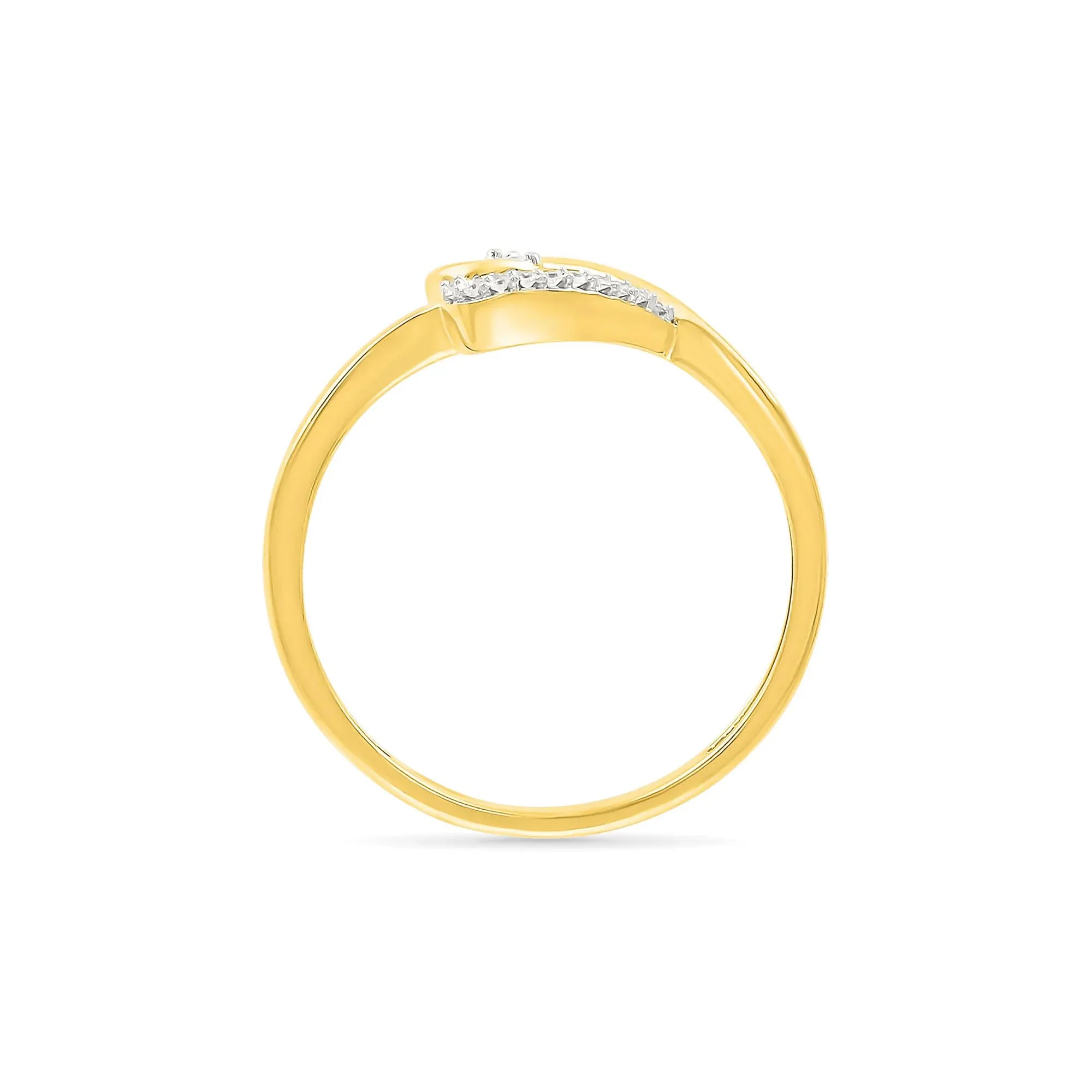 Diamond Accent Heart Ring 10K Yellow Gold Round Brilliant Cut Size 8 1mm - Image 2