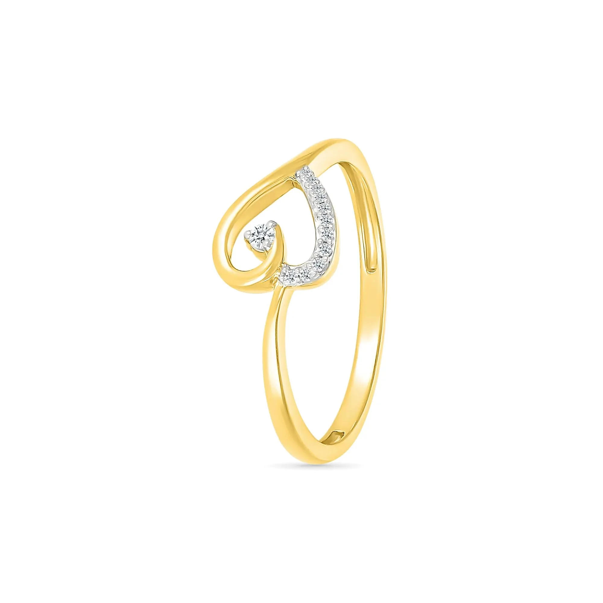Diamond Accent Heart Ring 10K Yellow Gold Round Brilliant Cut Size 9.5 1mm - Image 5