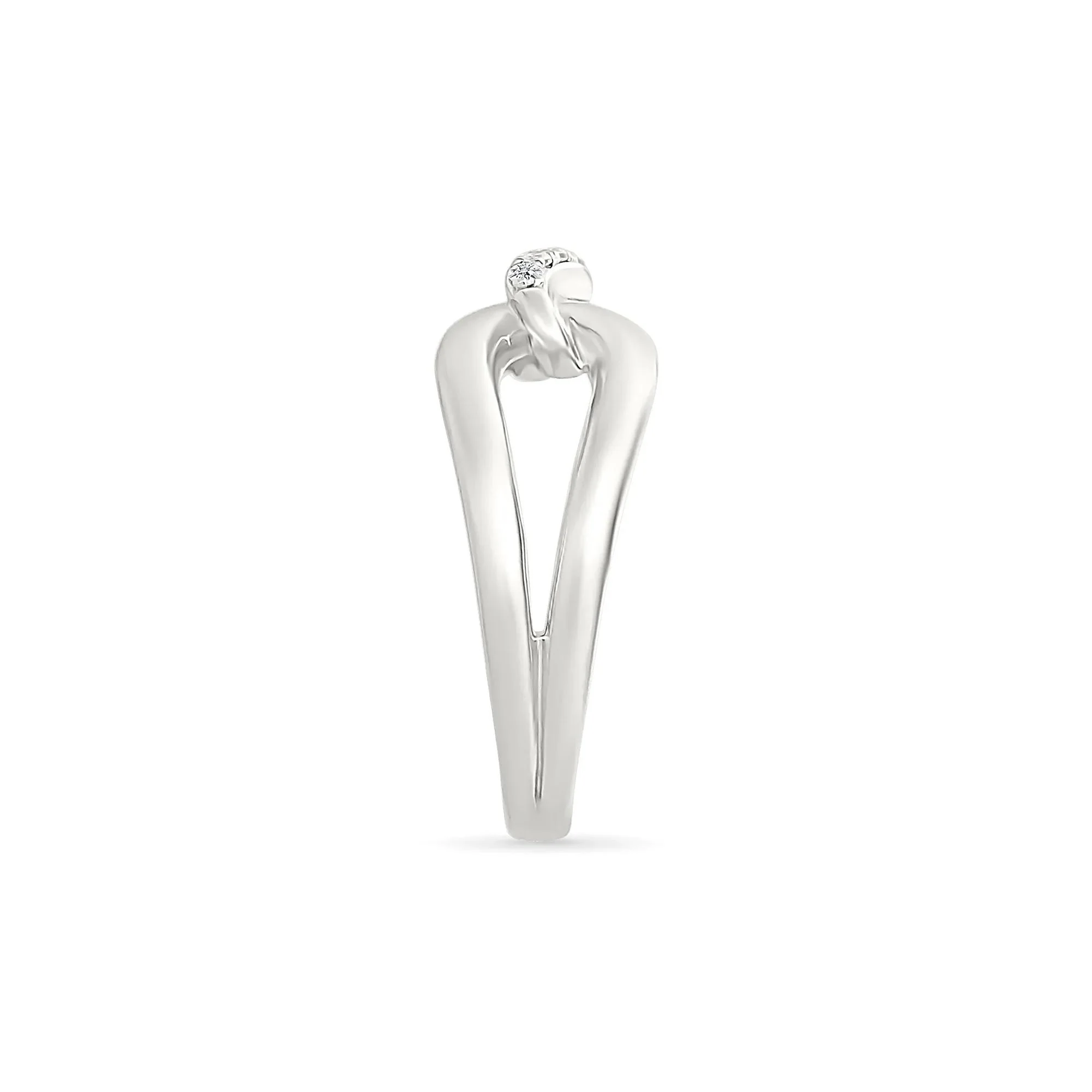 Diamond Accent Link Ring .925 Sterling Silver Round Brilliant Cut White Size 10 2mm - Image 2