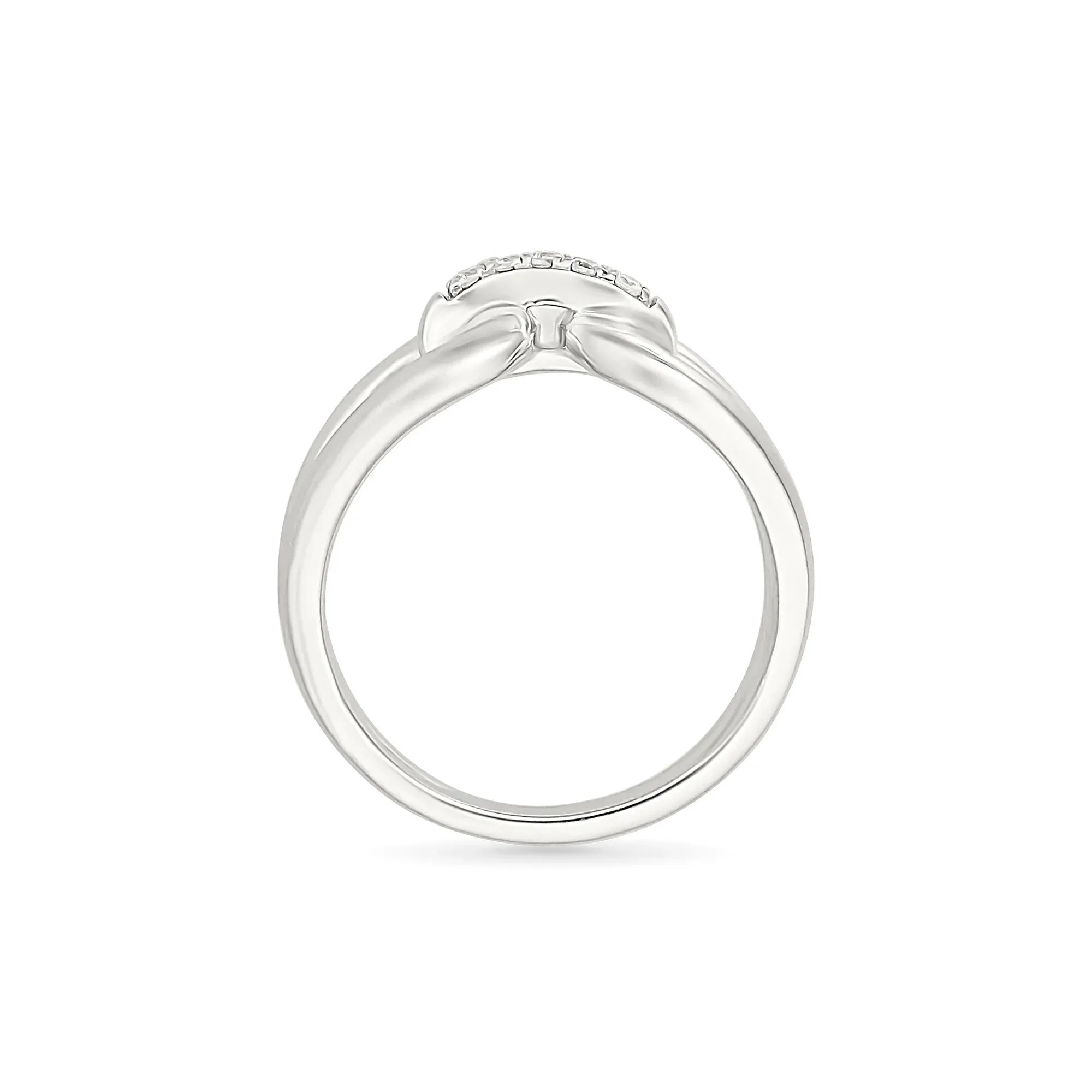 Diamond Accent Link Ring .925 Sterling Silver Round Brilliant Cut White Size 7.5 2mm