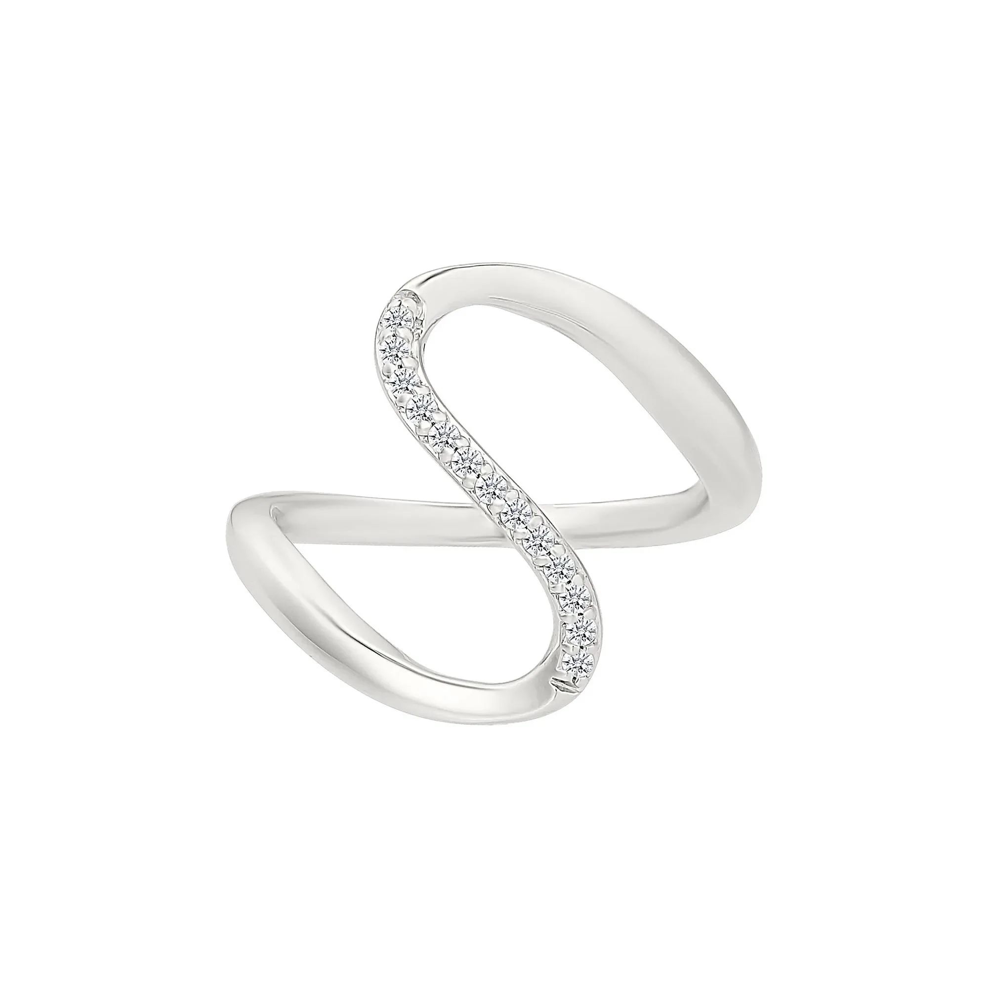 1/10 CT. Tw. Diamond Wavy Ring .925 Sterling Silver White Size 6 1mm - Image 4