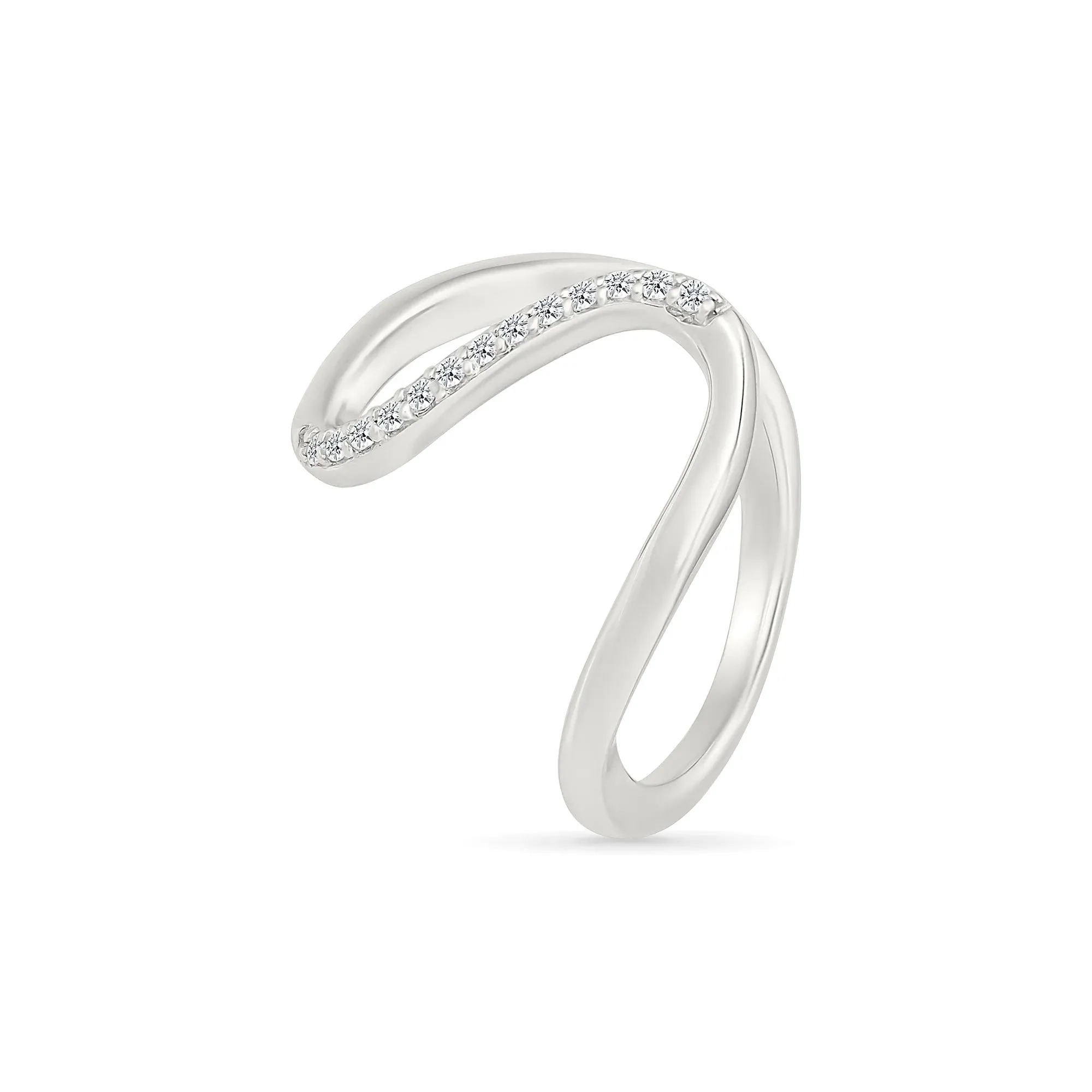 1/10 CT. Tw. Diamond Wavy Ring .925 Sterling Silver White Size 6 1mm - Image 5