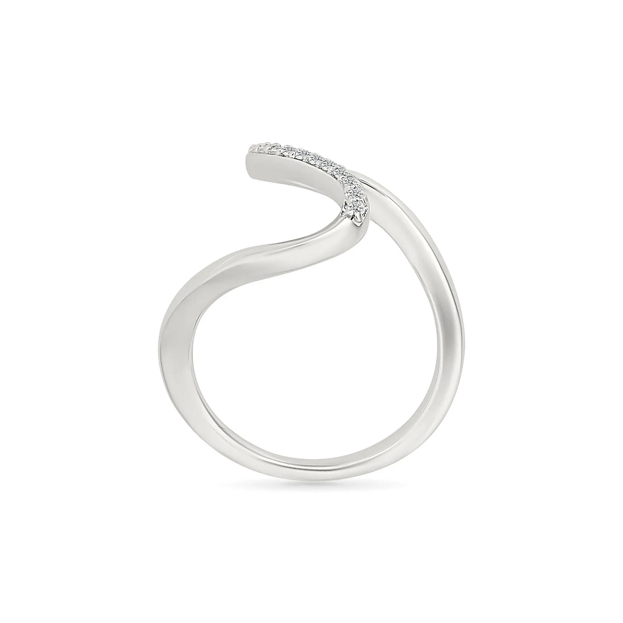 1/10 CT. Tw. Diamond Wavy Ring .925 Sterling Silver White Size 8.5 1mm - Image 2