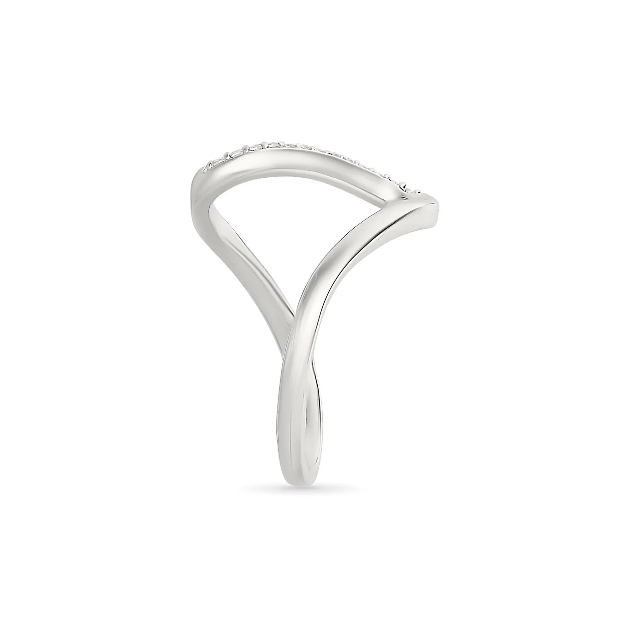 1/10 CT. Tw. Diamond Wavy Ring .925 Sterling Silver White Size 8.5 1mm - Image 3