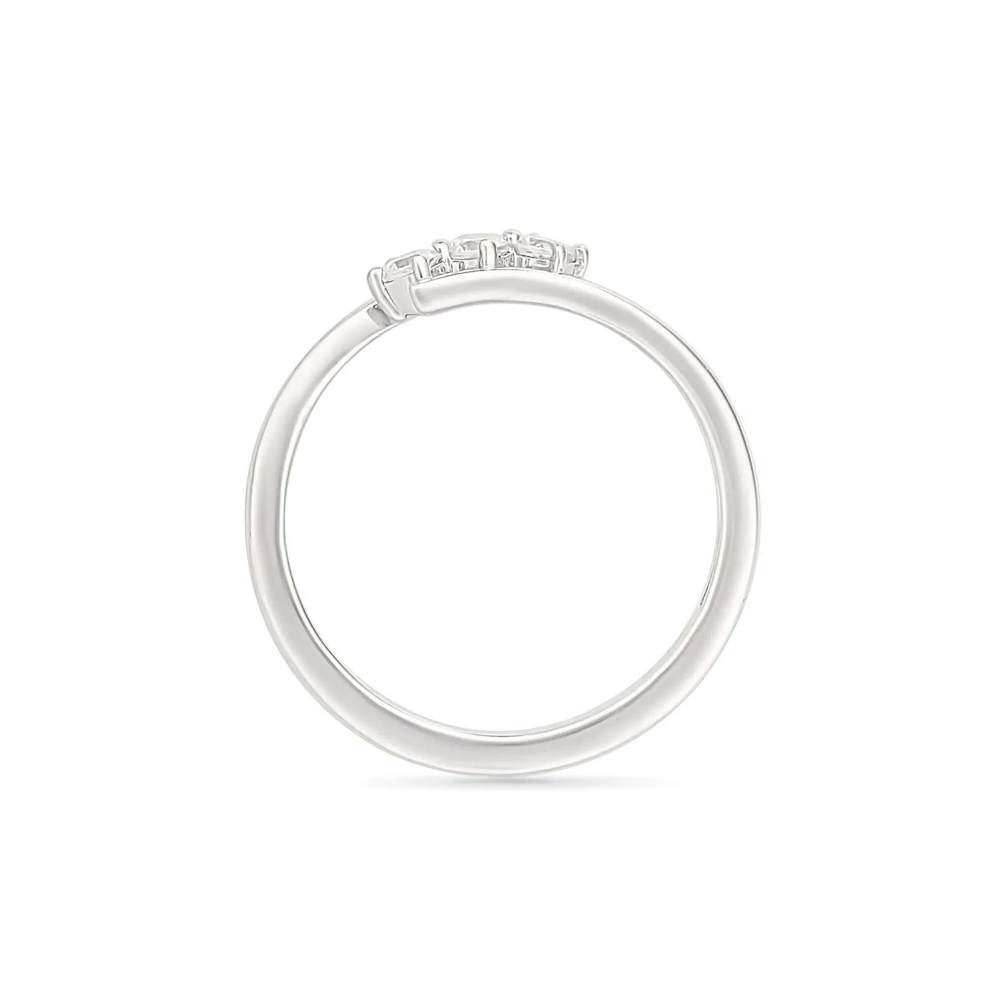 1/5 CT. Tw. Diamond Three-Stone Bypass Ring 10K White Gold Round Brilliant Cut Size 5.5 2mm - Image 2