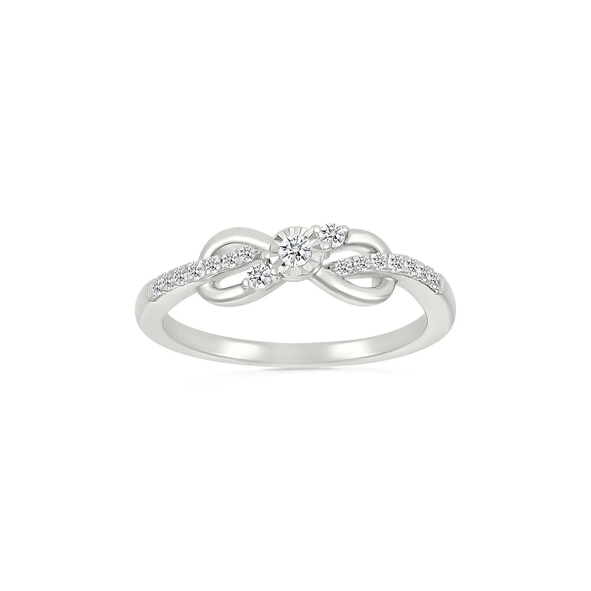 Diamond Accent Infinity Knot Ring .925 Sterling Silver Round Brilliant Cut White Size 7 2mm - Image 4