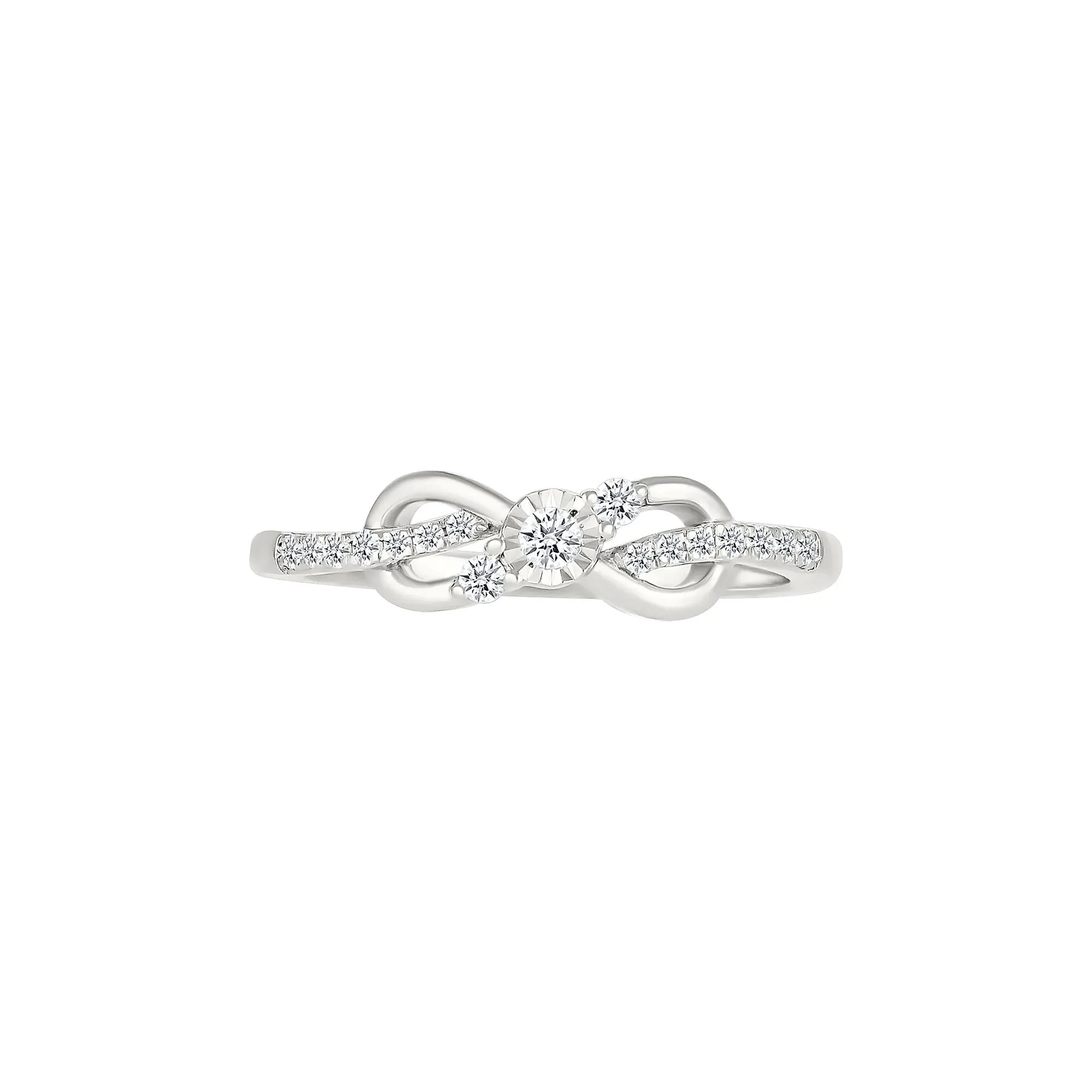 Diamond Accent Infinity Knot Ring .925 Sterling Silver Round Brilliant Cut White Size 8.5 2mm - Image 3