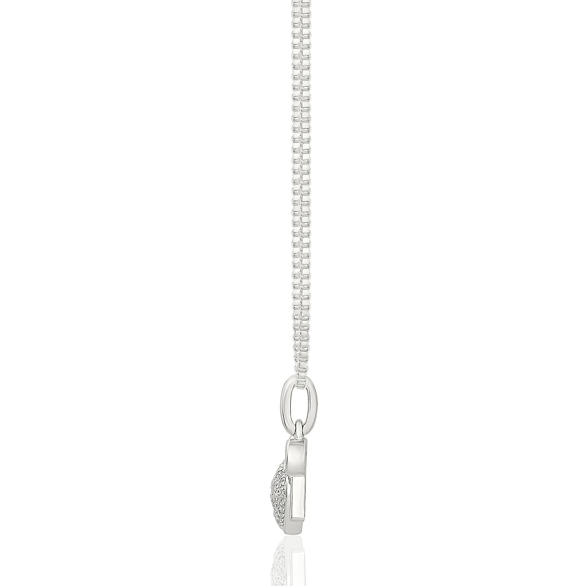 Diamond Accent Heart Lock & Key Pendant Necklace .925 Sterling Silver White Size 18" - Image 2