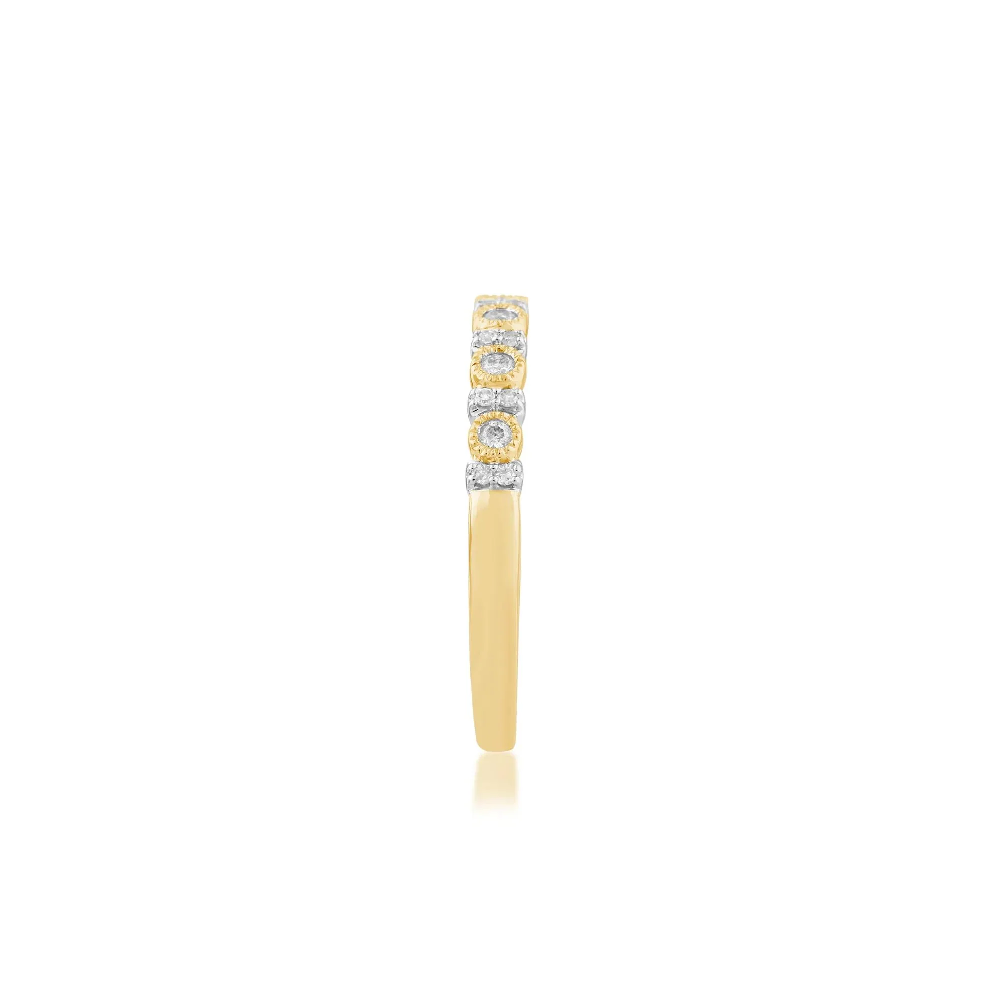 1/7 CT. Tw. Diamond Stack Band Ring 10K Yellow Gold Round Brilliant Cut Size 8 - Image 3