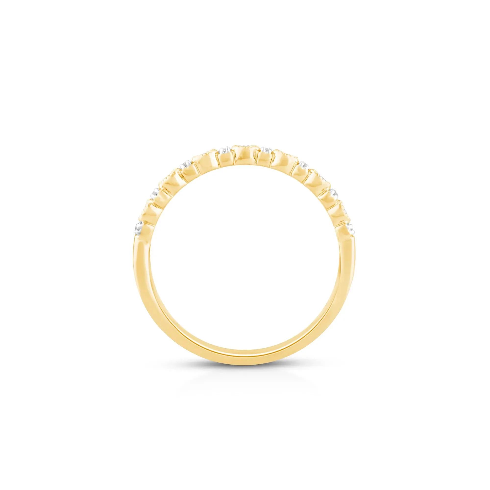 1/7 CT. Tw. Diamond Stack Band Ring 10K Yellow Gold Round Brilliant Cut Size 9 - Image 2